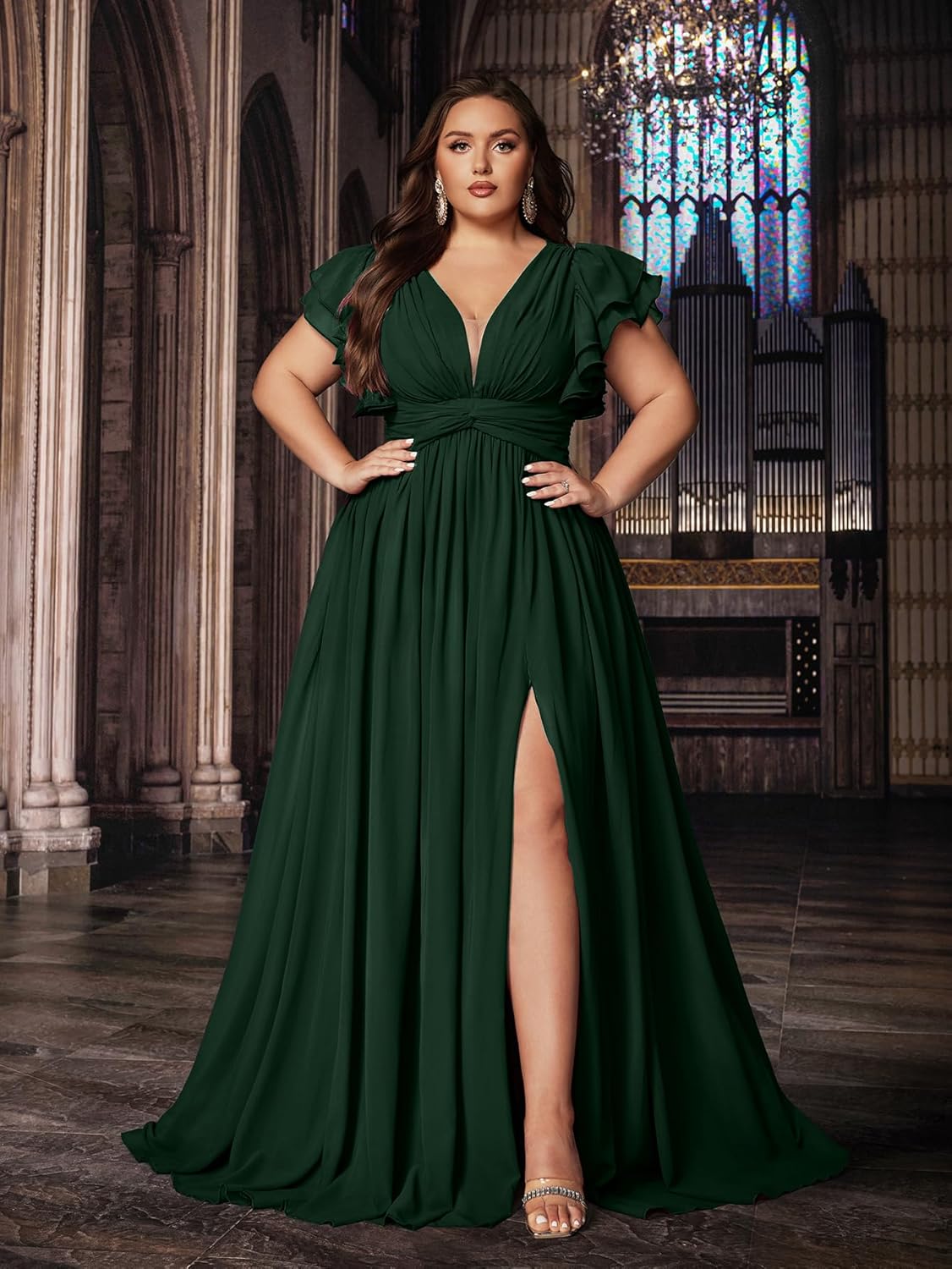 Women's Plus Size Bridesmaid Dresses Chiffon Wedding Guest Summer Maxi Dress Elegant Prom Evening Party Cocktail Gown - Image 3