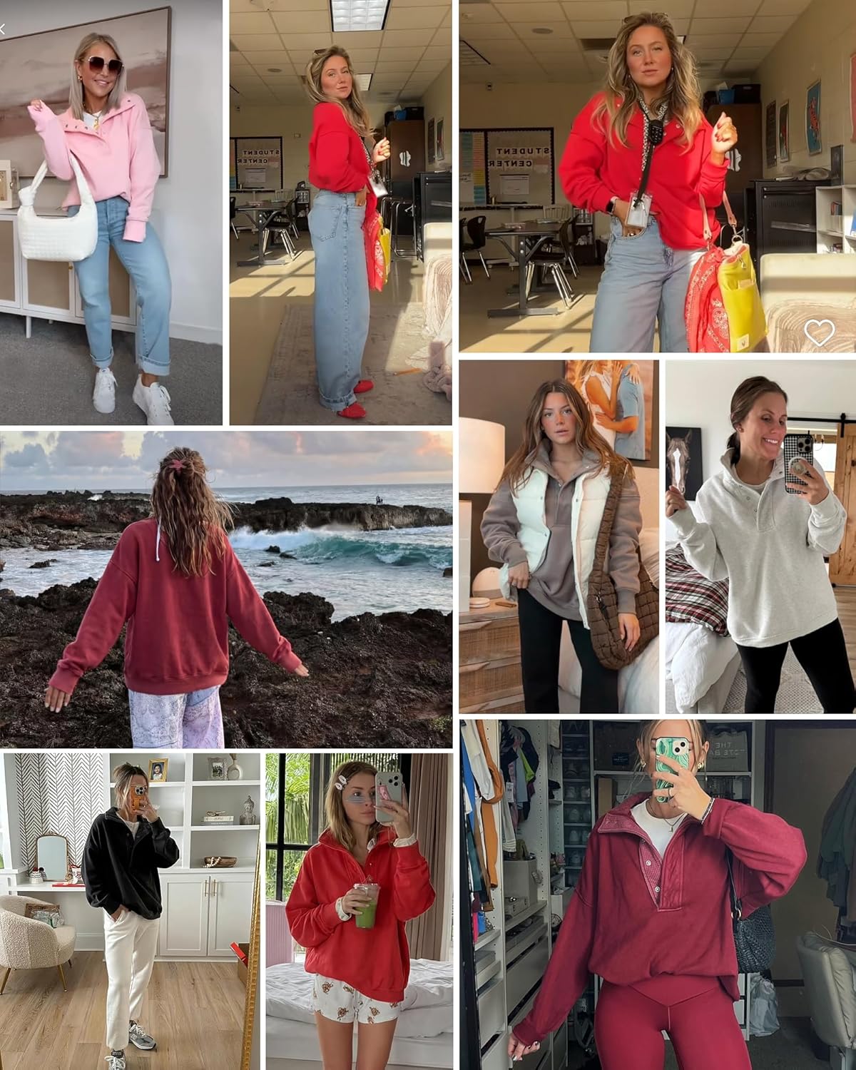 Gacaky Sweatshirt for Women Oversized Casual Long Sleeve Button Henley Neck Pullover Tops Fashion Outfits Clothes - Image 2