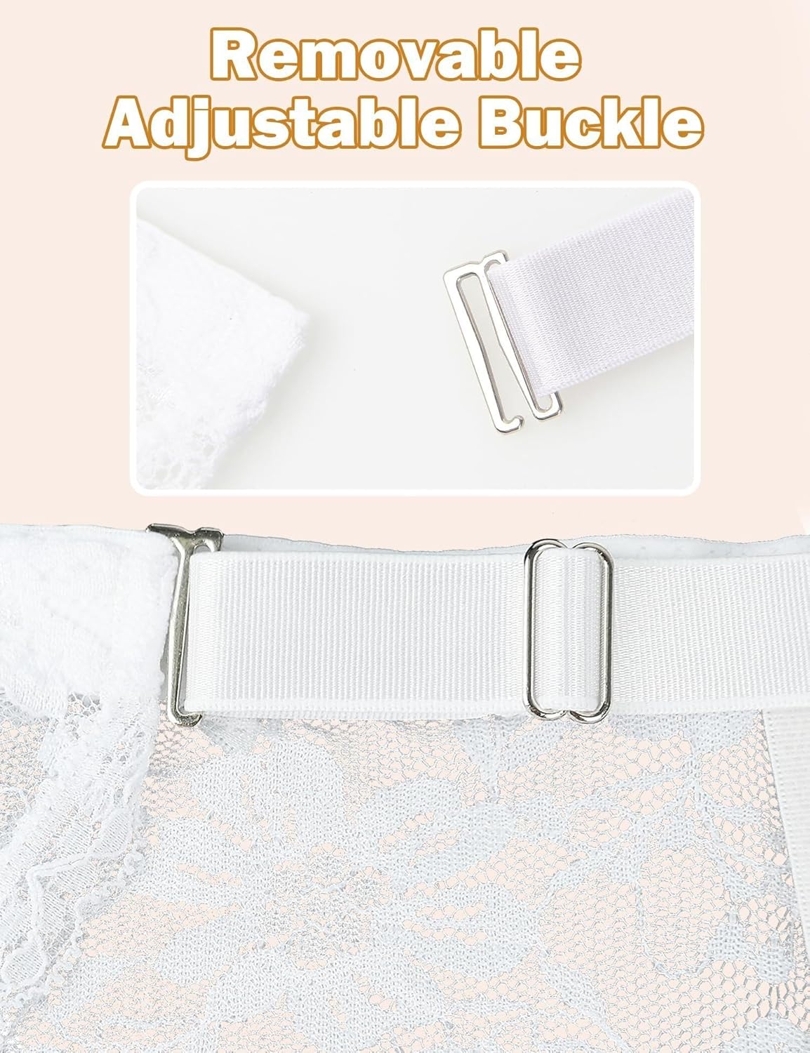 Women Floral Lace Garter Belt Plus Size Mesh Suspender Belt Set with 4 Straps Metal Clip for Thigh Highs - Image 6