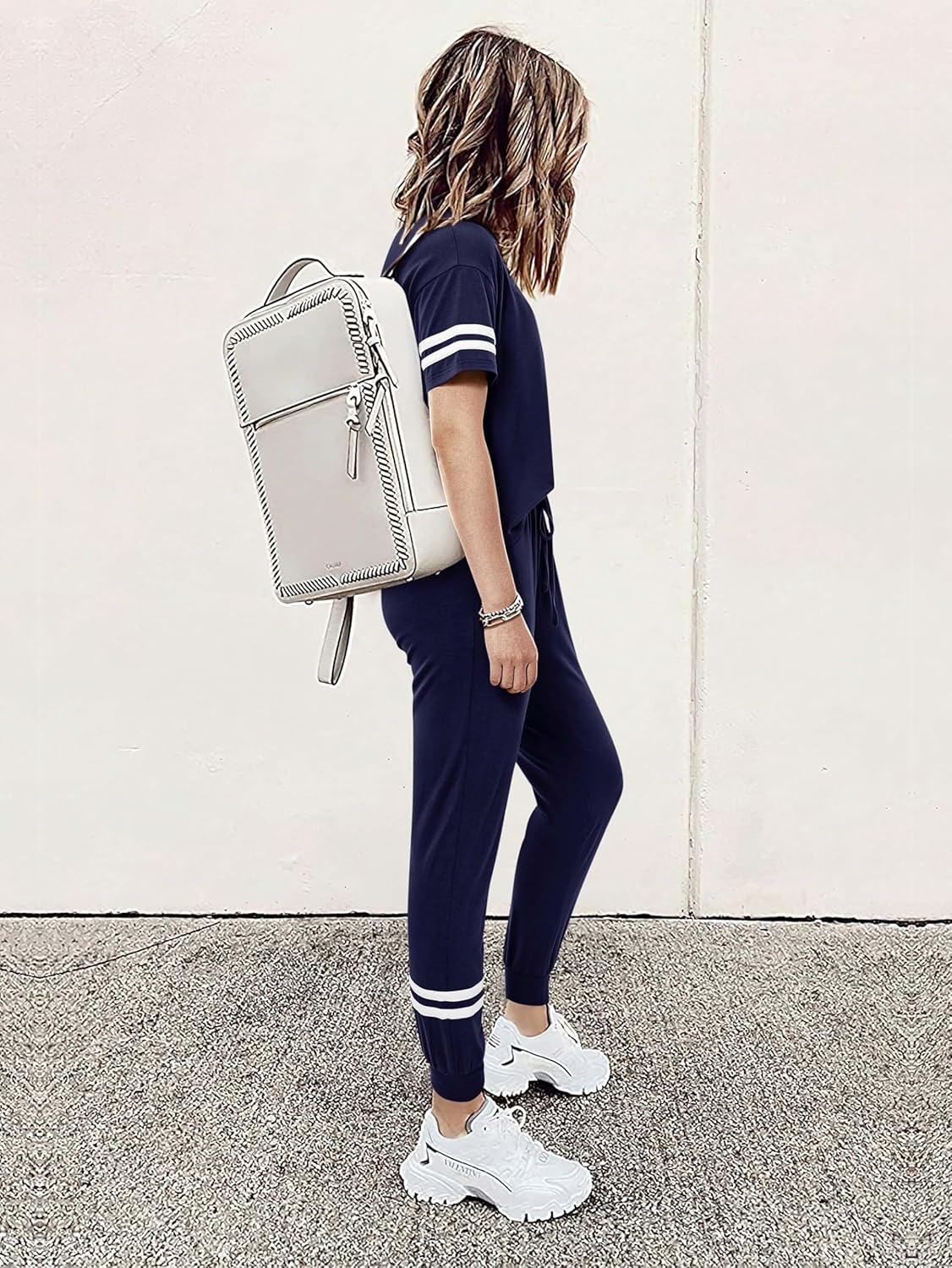 MASCOMODA 2 Piece Outfits for Women 2026 Summer Casual Quarter Zip Short Sleeve Tops Long Pants Tracksuit Jogger Lounge Sets - Image 4