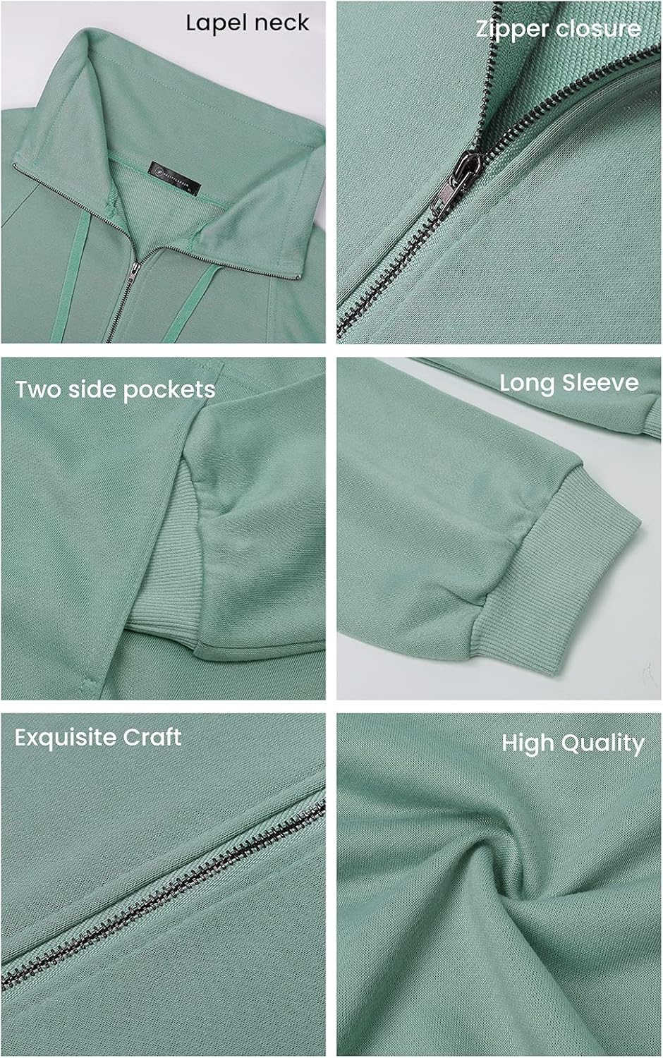 PRETTYGARDEN Women's Casual Long Sleeve Lapel Zipper Sweatshirt Drawstring Loose Pullover Tops - Image 5