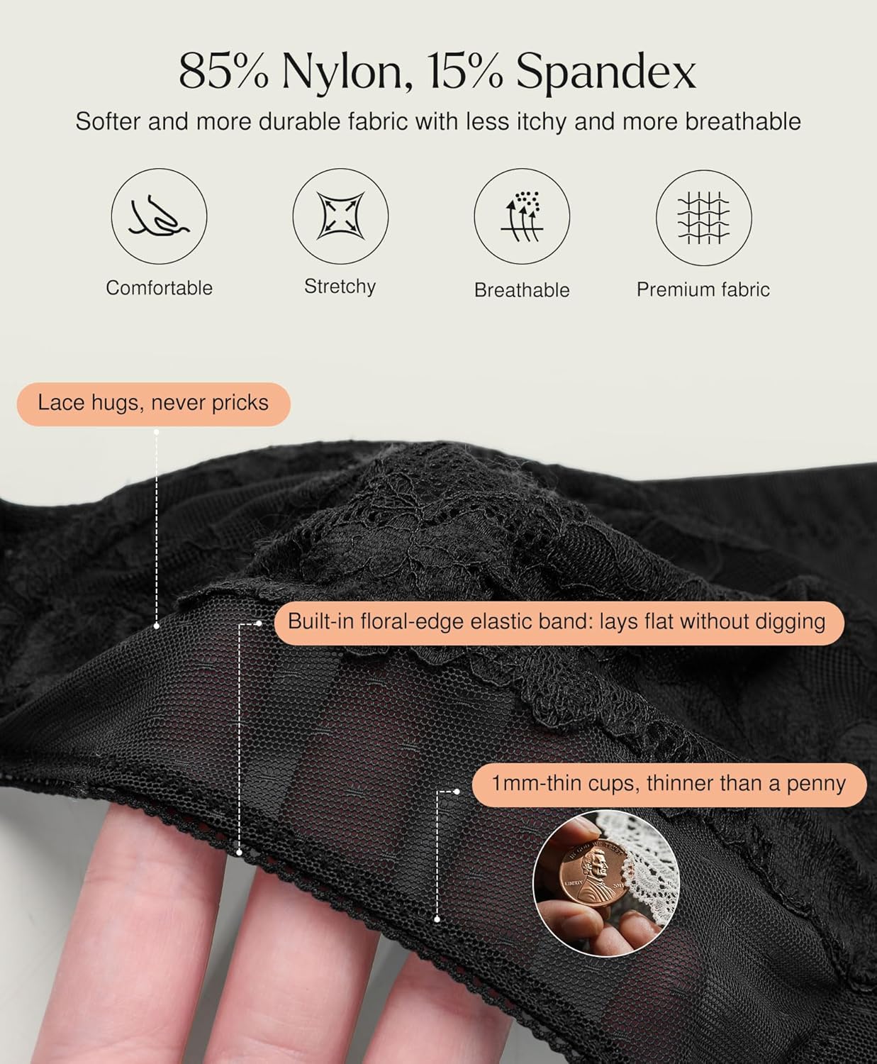 Popilush Bras for Women Lace Minimizer Underwire Bra, Unlined Full Coverage with Comfortable Lift for Large Bust - Image 5