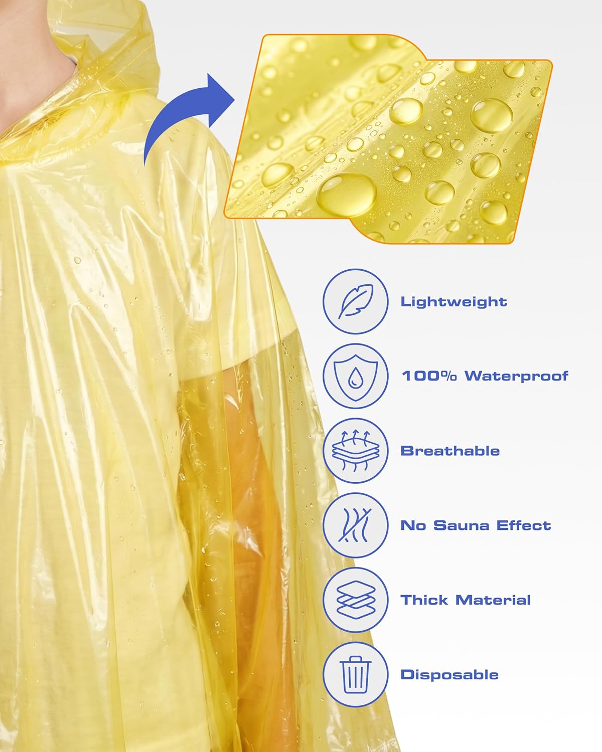 Hagon PRO Disposable Rain Ponchos for Adults (5 Pack) - Image 5