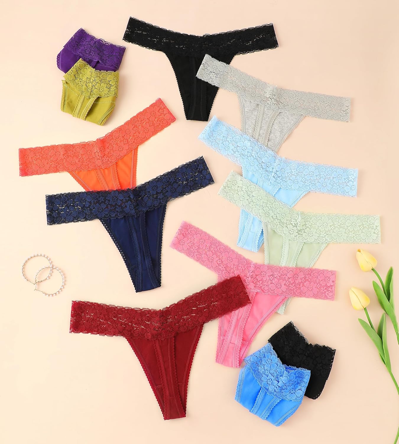 Cotton Thongs for Women, T Back Breathable Comfort See Through Panties, Seamless Lace Pack - Image 6