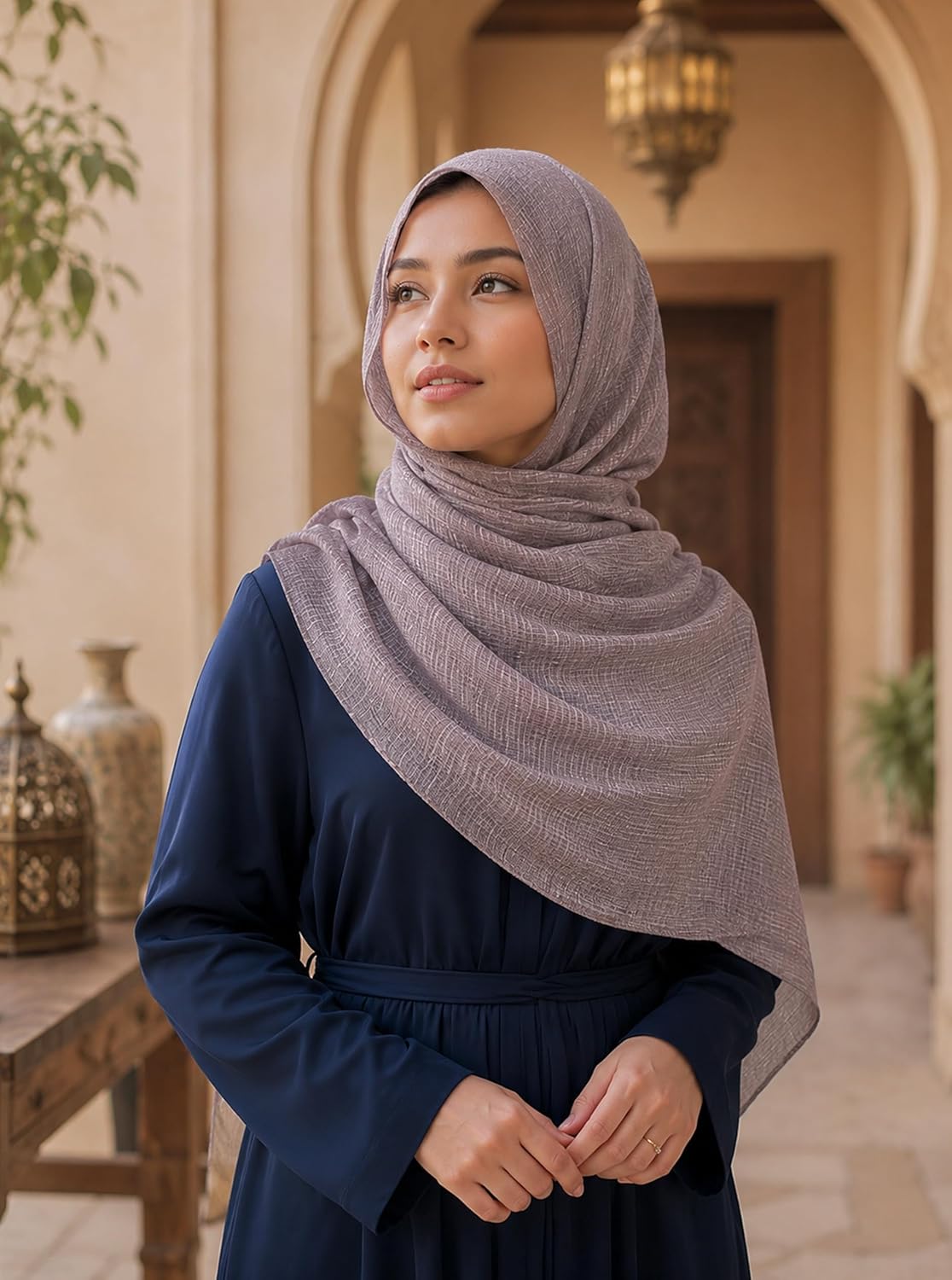 Lightweight Cotton Linen Feel Scarf Shawl Wrap Hijab for Women, Travel Fall Winter Gift - Image 6
