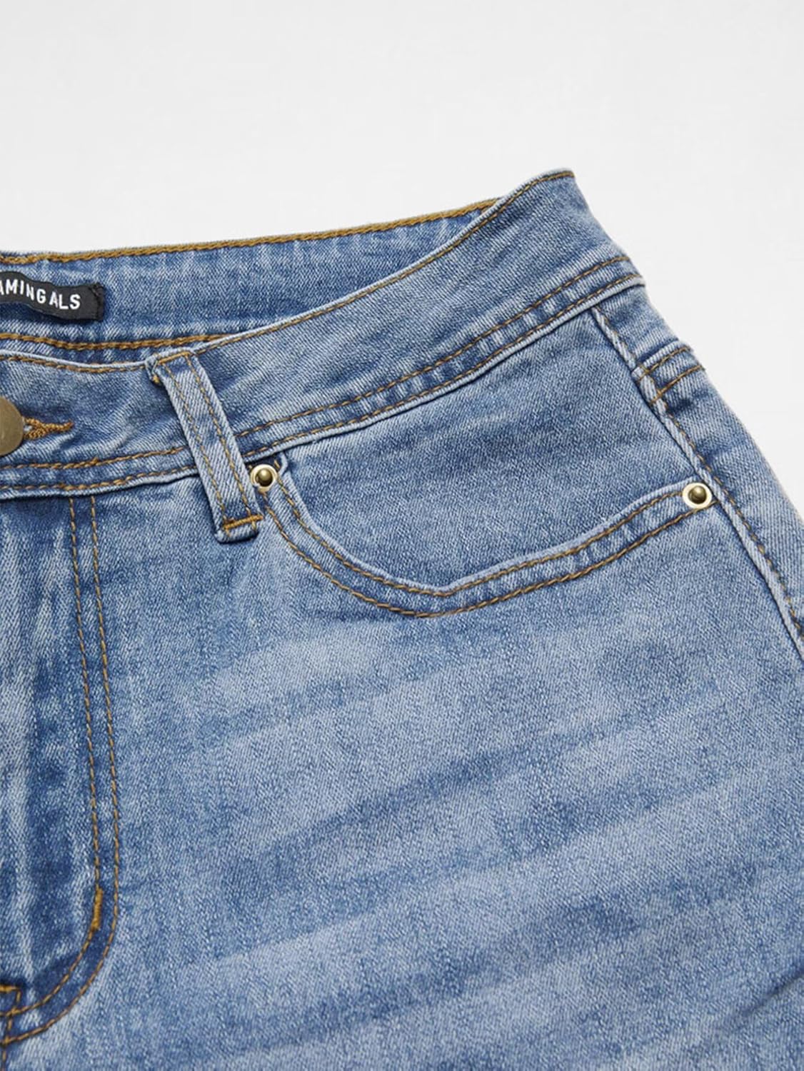 Flamingals Women's Bell Bottom Jeans Flared Ripped Stretchy Mid Rise Cut Out Distressed Denim Bootcut Jeans - Image 4