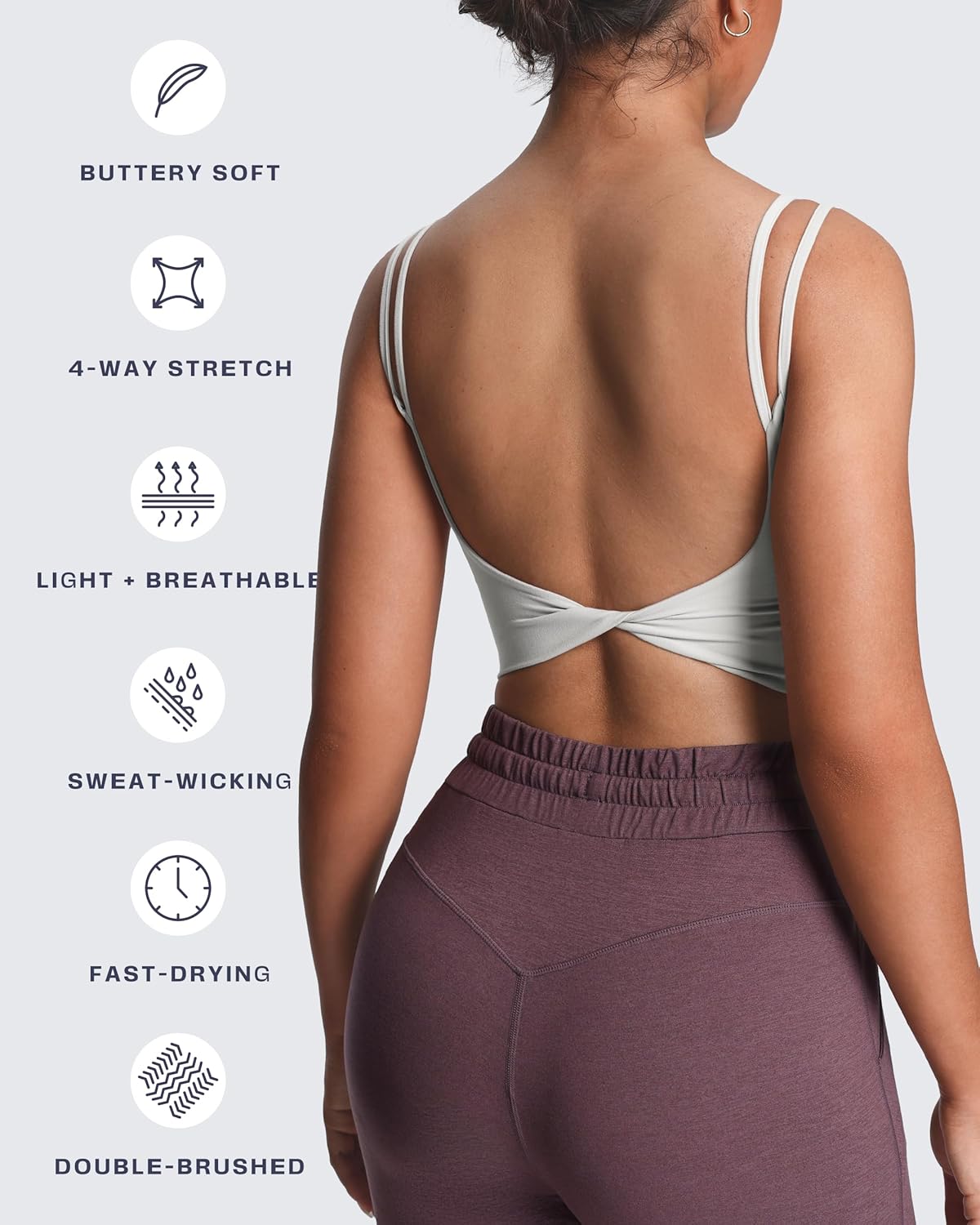 Aoxjox Women's Workout Sports Bras Fitness Yoga Crop Tank Metamorph Twist Back Cami - Image 6