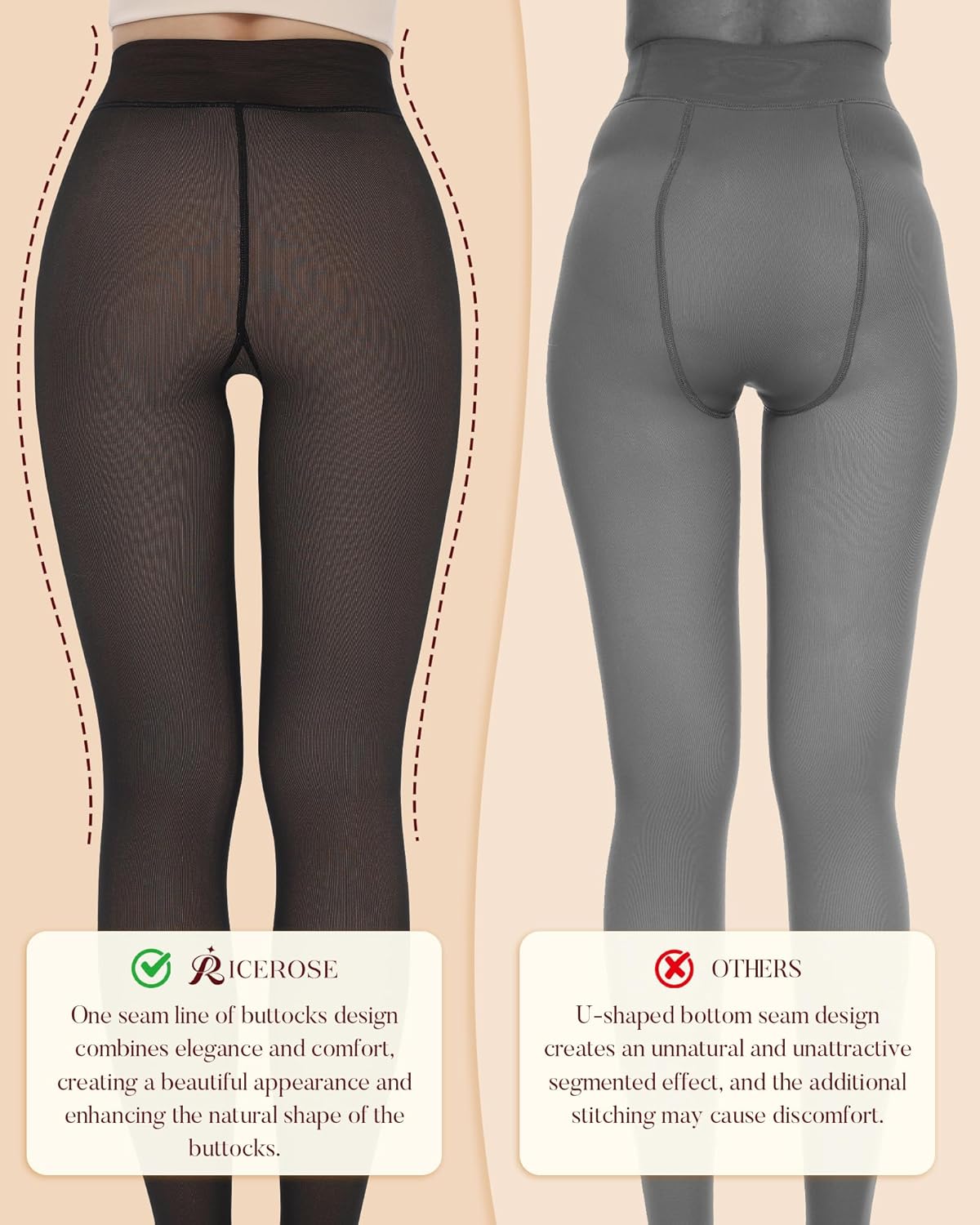 iceROSE Fleece Lined Tights Women - Sheer Black Thermal Leggings Thick Warm Pantyhose Fake Translucent Dress for Cold Winter - Image 4