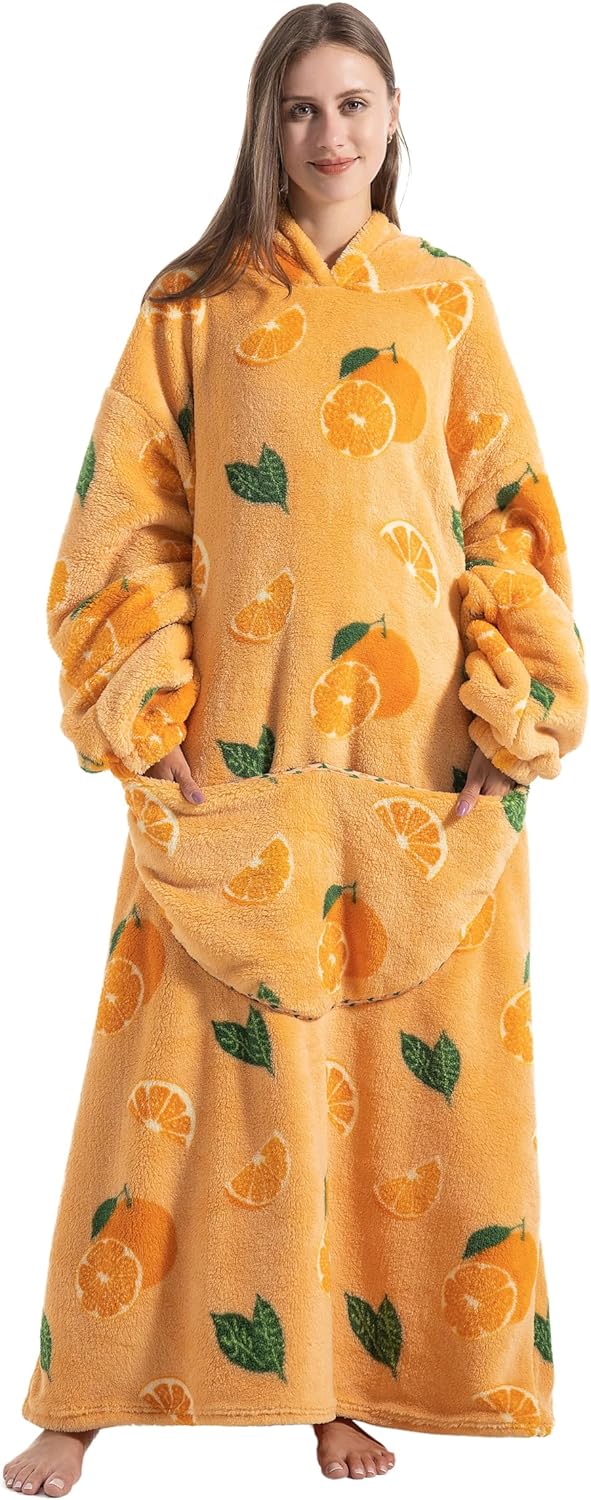 Capecage Blanket Hoodie, Long Hooded Blanket Sweatshirt as Birthday Gifts for Women Men, Long Wearable Blanket for Women Men.