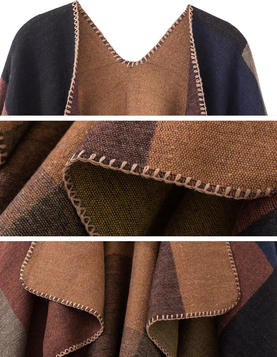 Women's Shawl Wraps Open Front Poncho Cape Oversized Sweaters Casual Cardigan Shawls for Fall Winter - Image 9