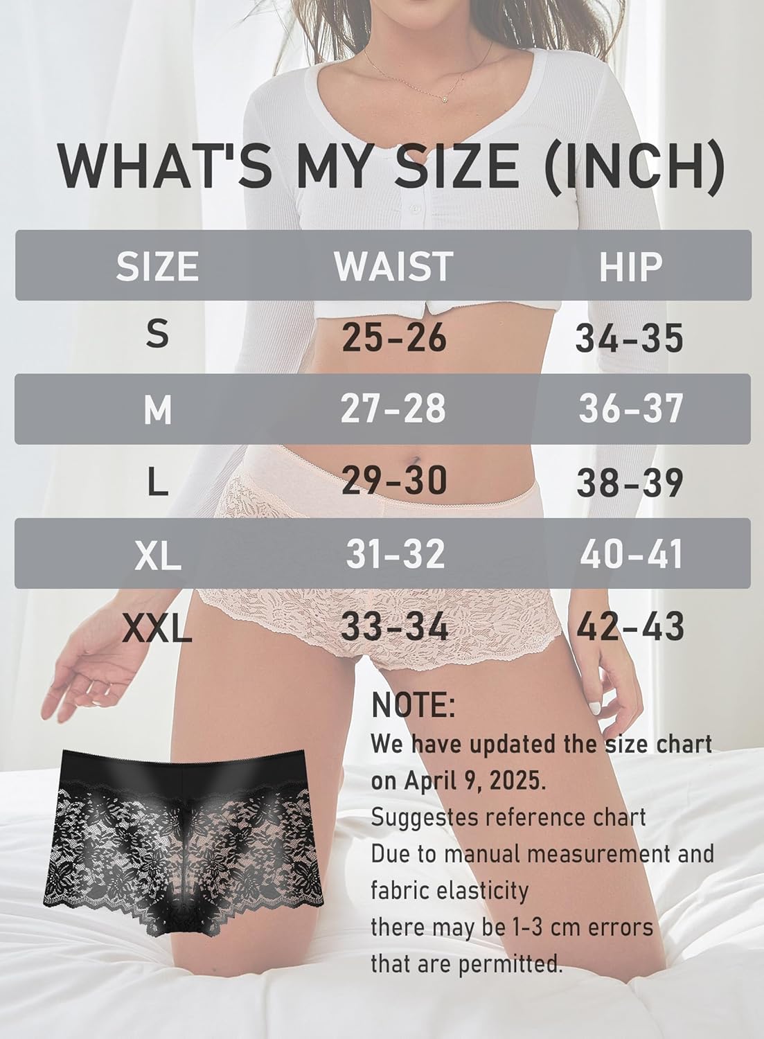 ALL OF SHE Lace Boyshort Sexy Underwear Womens Panties Cheeky Plus Size Lingerie Stretch Cotton Waistband S-3XL 5 Pack - Image 7