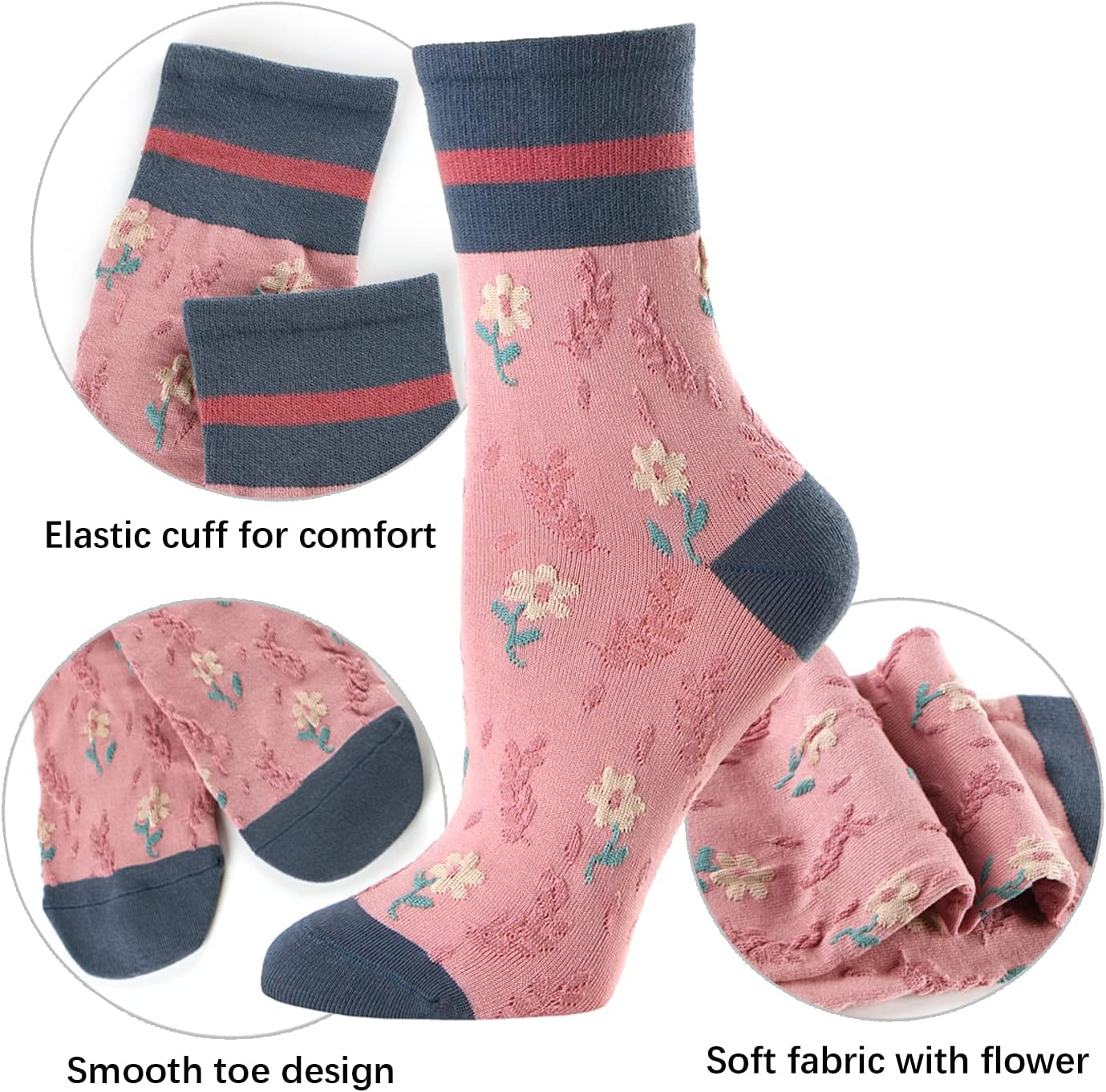 Womens Crew Socks Casual Cotton Socks Cute Fun Novelty Girl Thin Dress Socks 3/5/6 Pack - Image 5