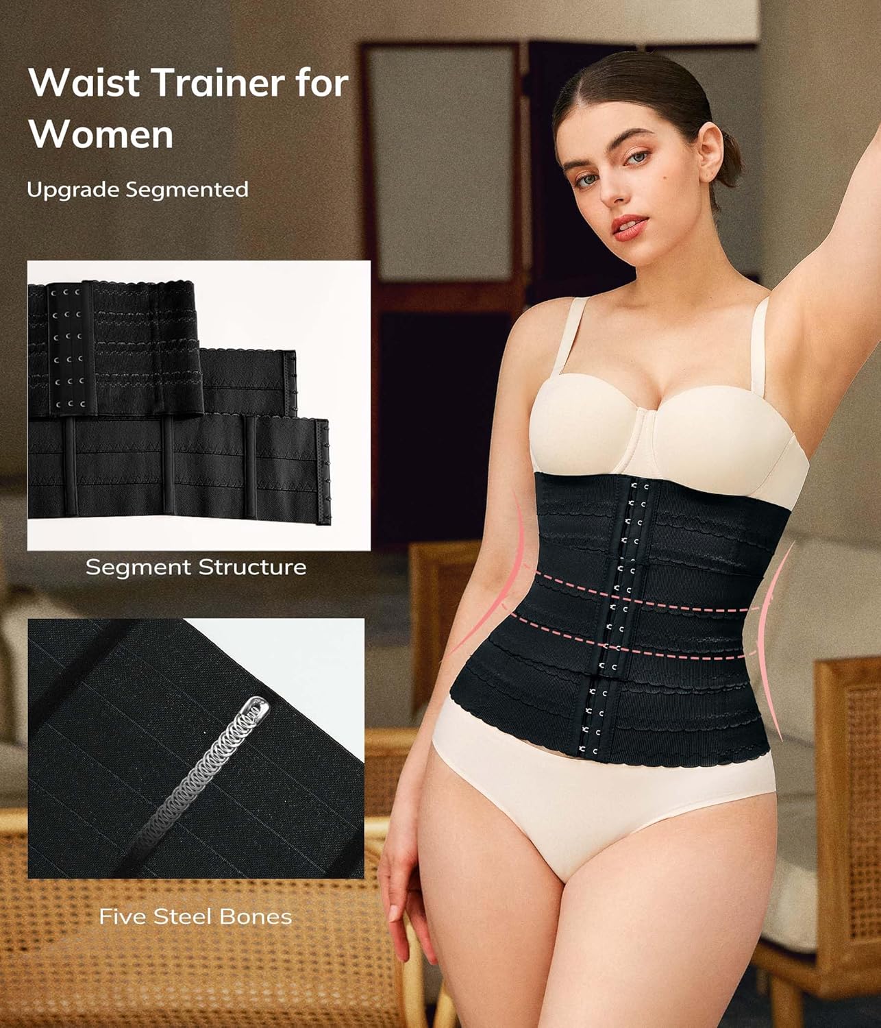 LODAY Segmented Waist Trainer for Women Corset Shapewear Waist Cincher Tummy Control Faja Body Shaper - Image 3