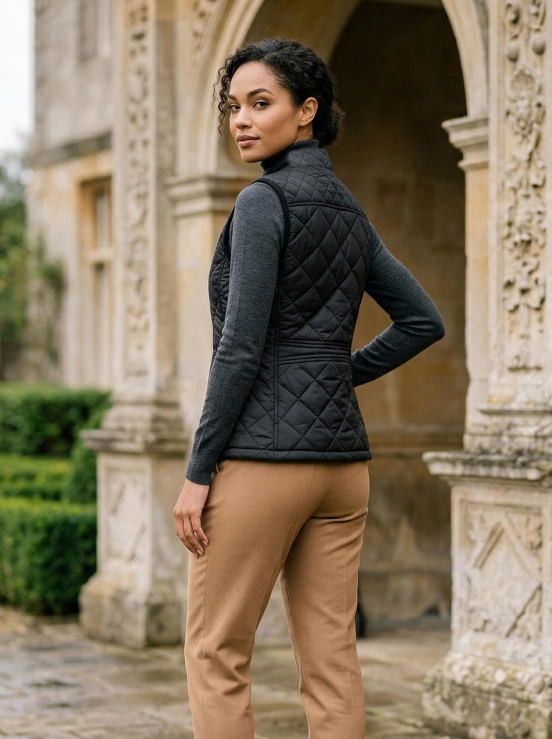 Fuinloth Women's Lightweight Warm Puffer Quilted Vest - 4-Pockets Stand Collar Zip Gilet, Fall Winter Outerwear - Image 3