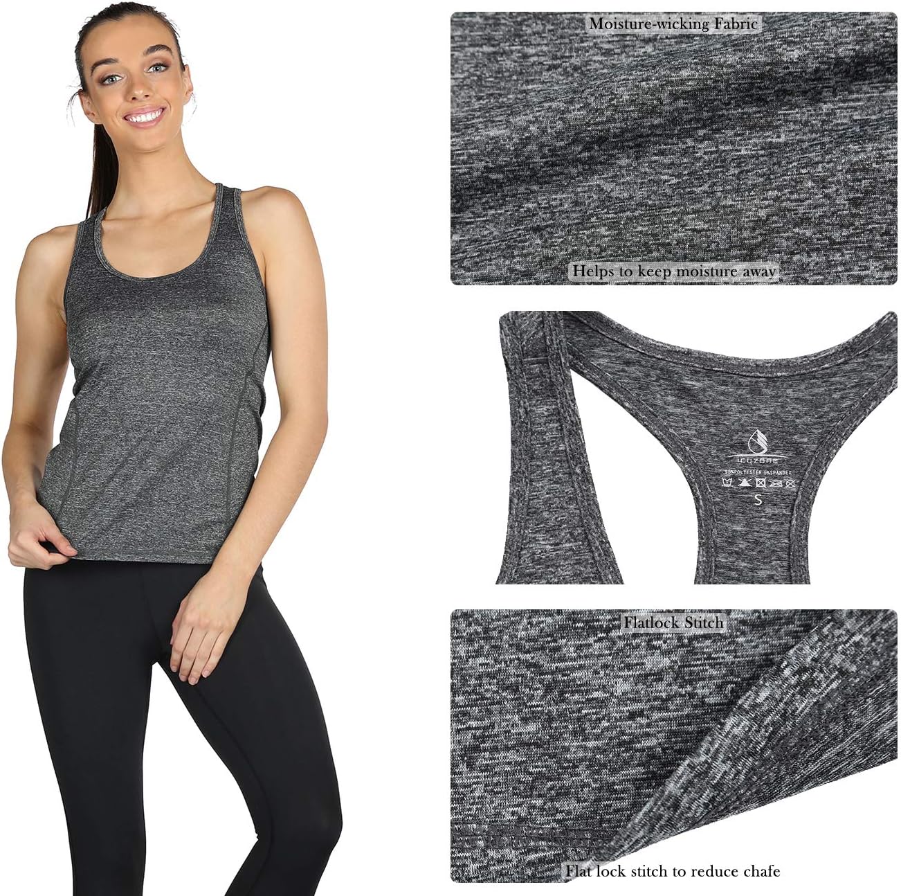 icyzone Women's Racerback Workout Athletic Running Tank Tops (Pack of 3) - Image 5
