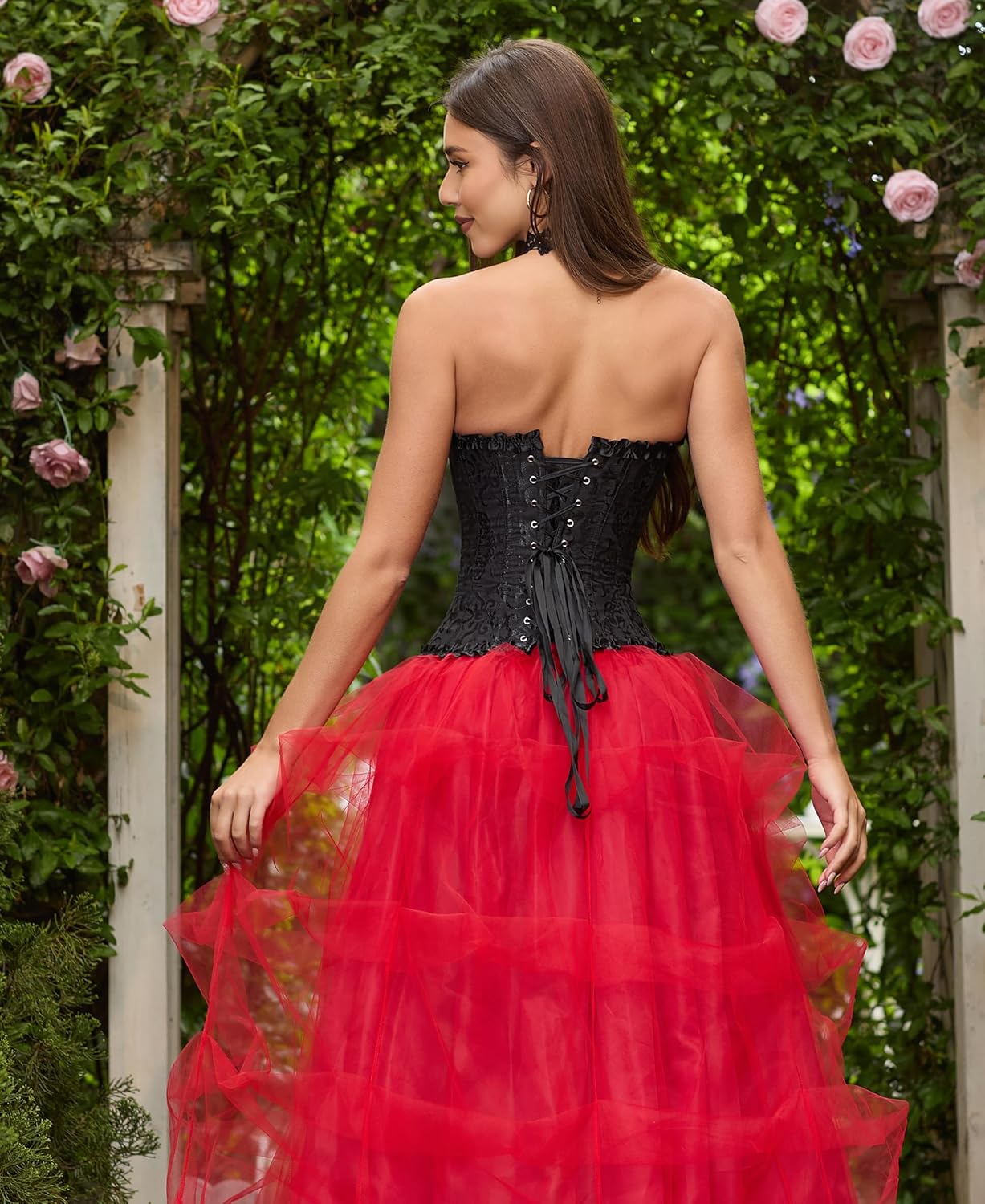 SZIVYSHI Corset Tops for Women, Bustier Shapewear Lingerie, Lace Waist Push Up Bodysuit - Image 4