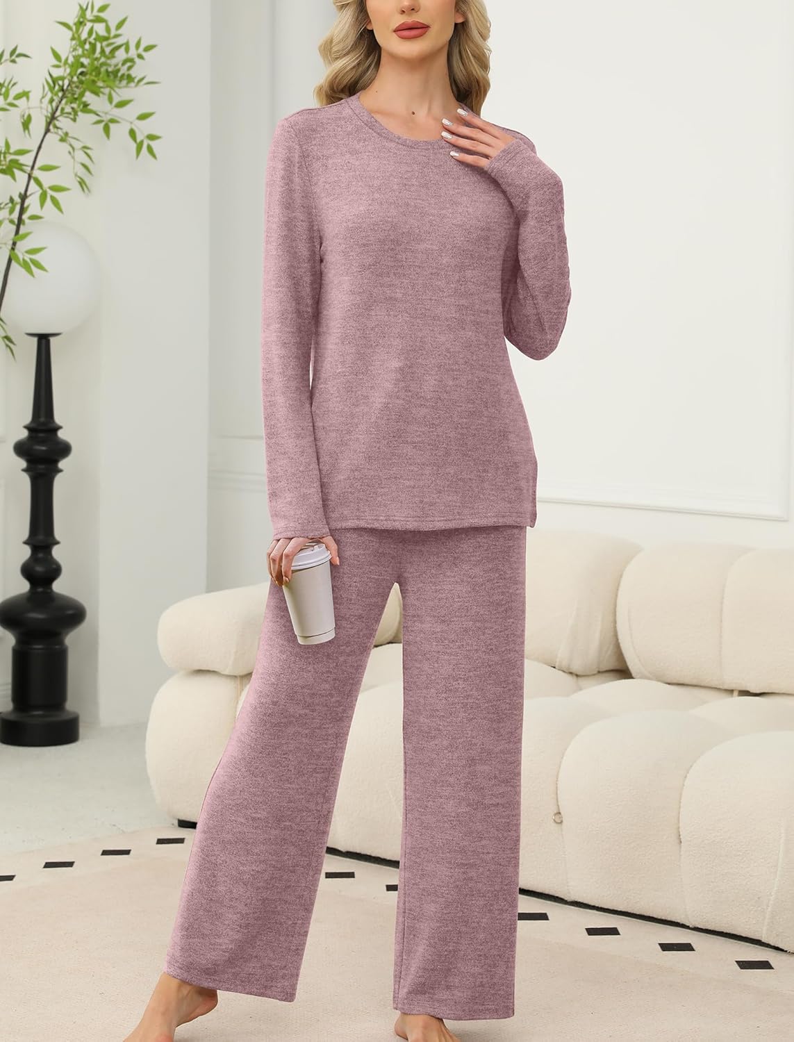 SAMPEEL Pajamas for Women Set Comfy Lounge Sets Two Piece Long Sleeve Cute Pjs Soft Sleepwear Winter Clothing - Image 3