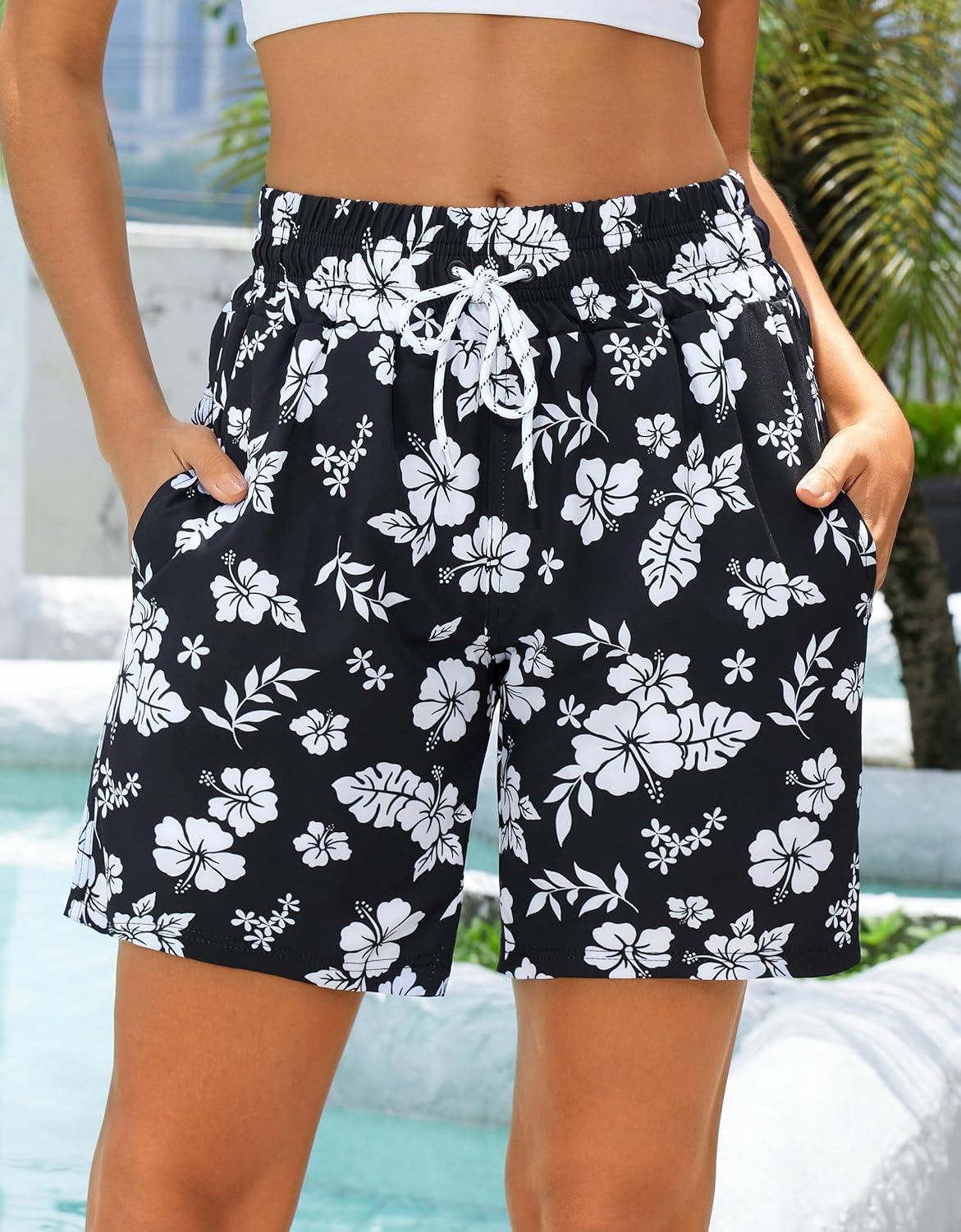 Women's 3''/5''/7'' Swim Board Shorts Quick Dry Beach Shorts with Liner Pockets Swimsuits Bottoms Trunks for Women - Image 2
