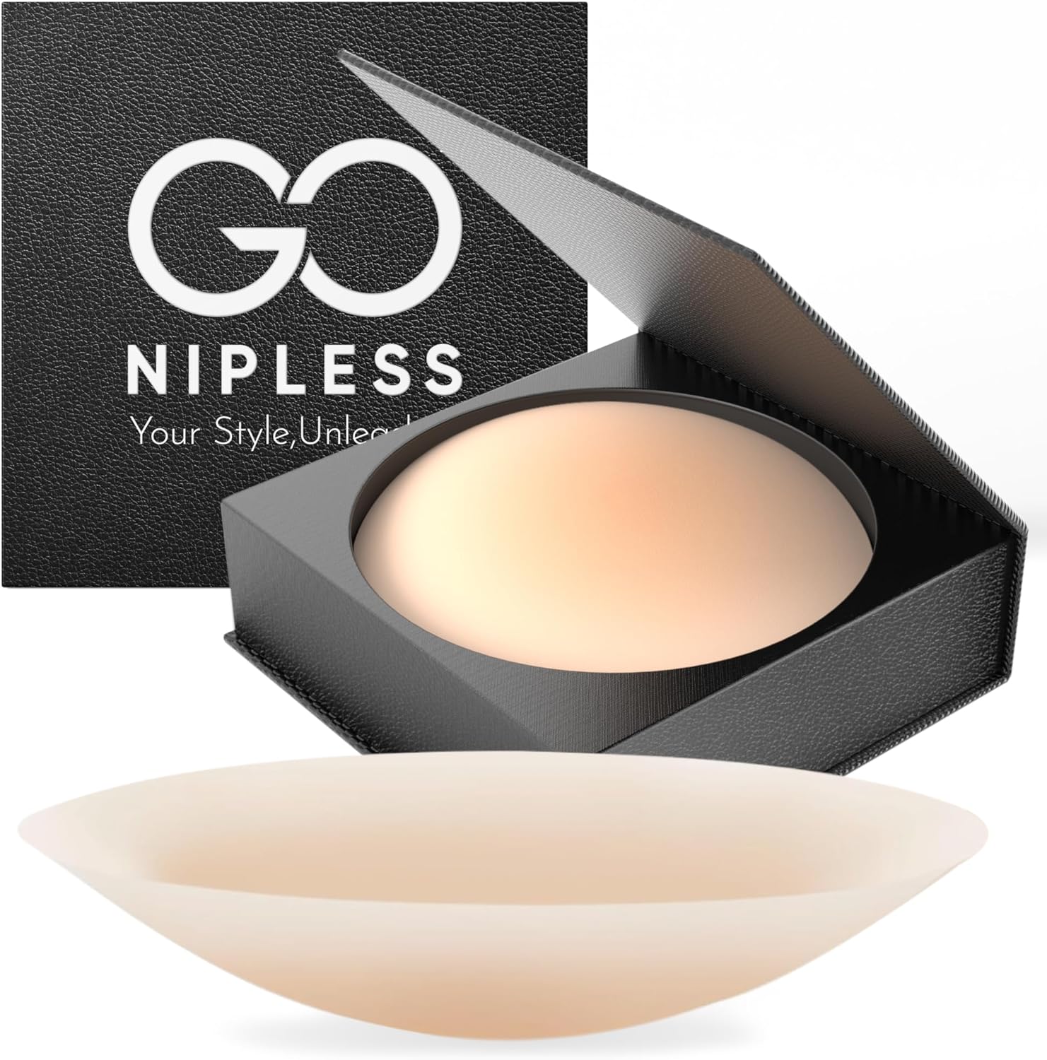 Go Nipless Nipple Covers For Women-Dermatologist Approved Sticky Bra Alternative, Reusable Silicone Pasties, Breast Petals A-DD For Strapless & Backless Wear Nude