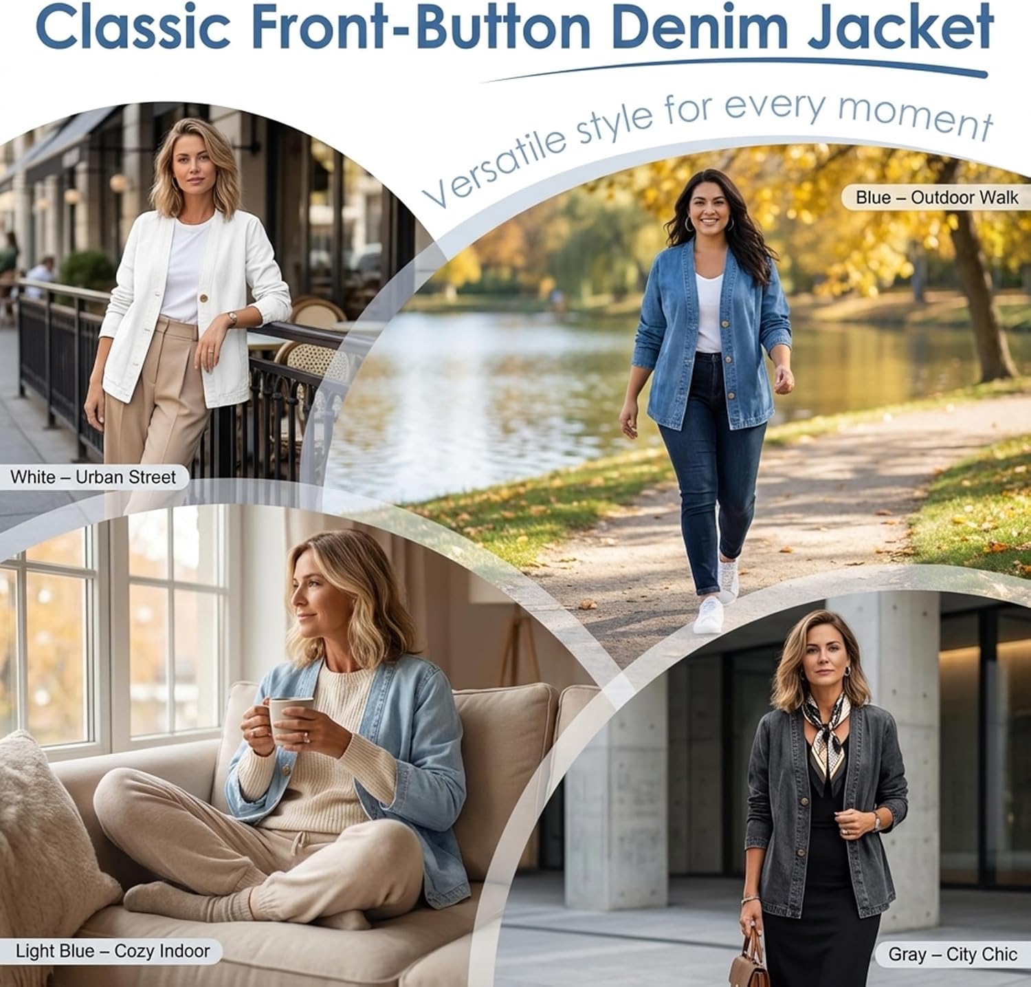 Women's Classic Button Front Denim Jacket – V-Neck, Breathable Fabric & Relaxed Fit - Image 6