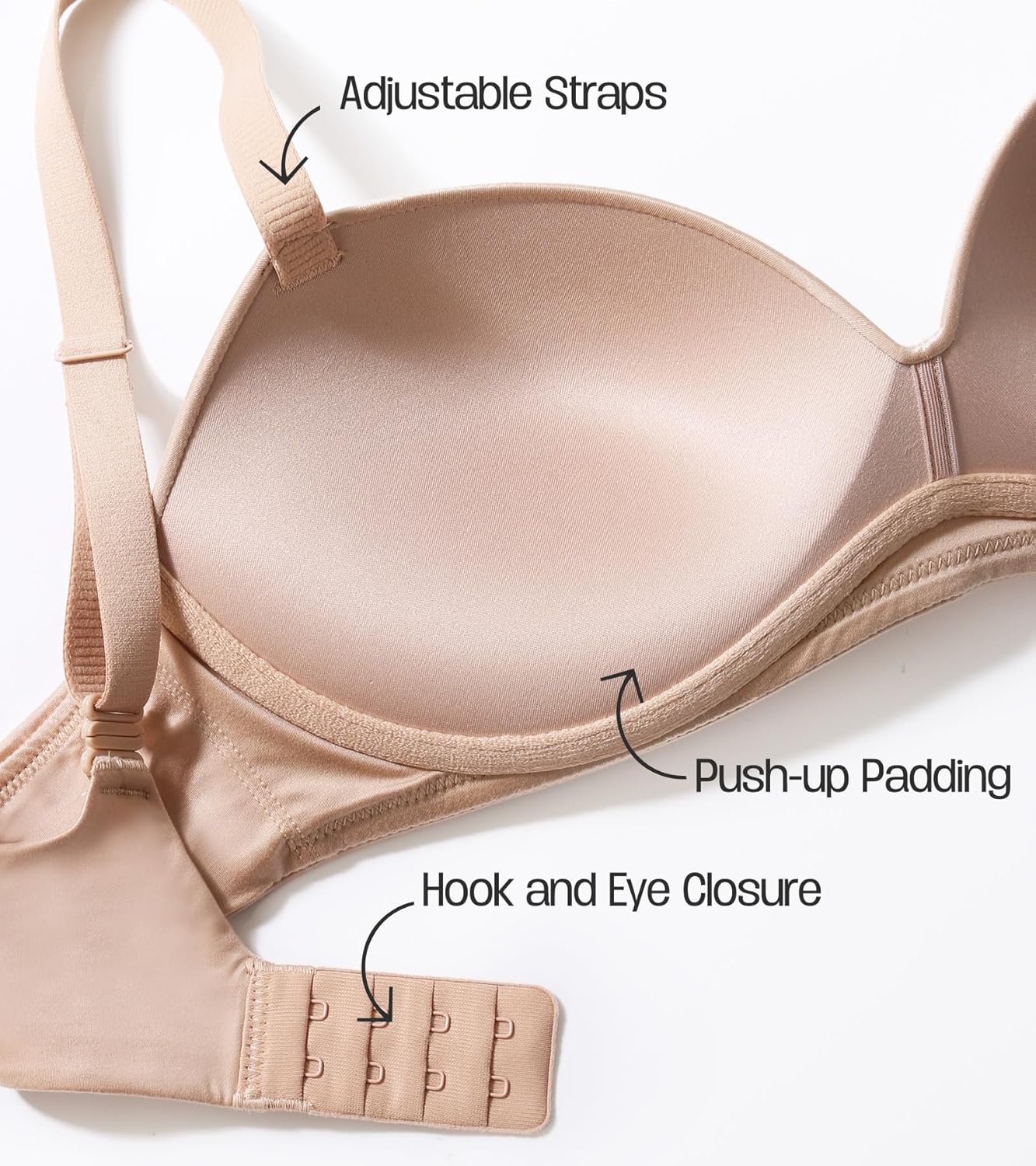 DotVol Women's Push Up Wireless Comfortable Padded Plunge No Underwire Everyday Bra - Image 4