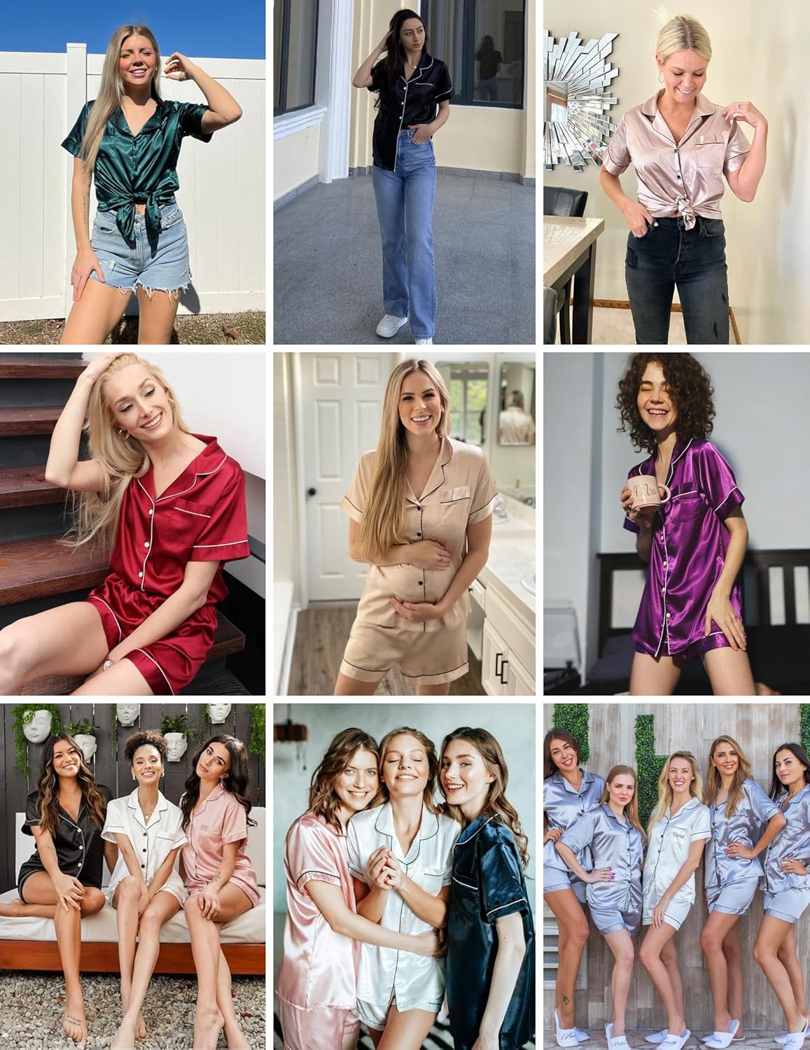 Ekouaer Silk Pajamas for Women Short Sleeve Sleepwear Soft Button Down Loungewear 2 Piece Satin Pjs Shorts Set - Image 5