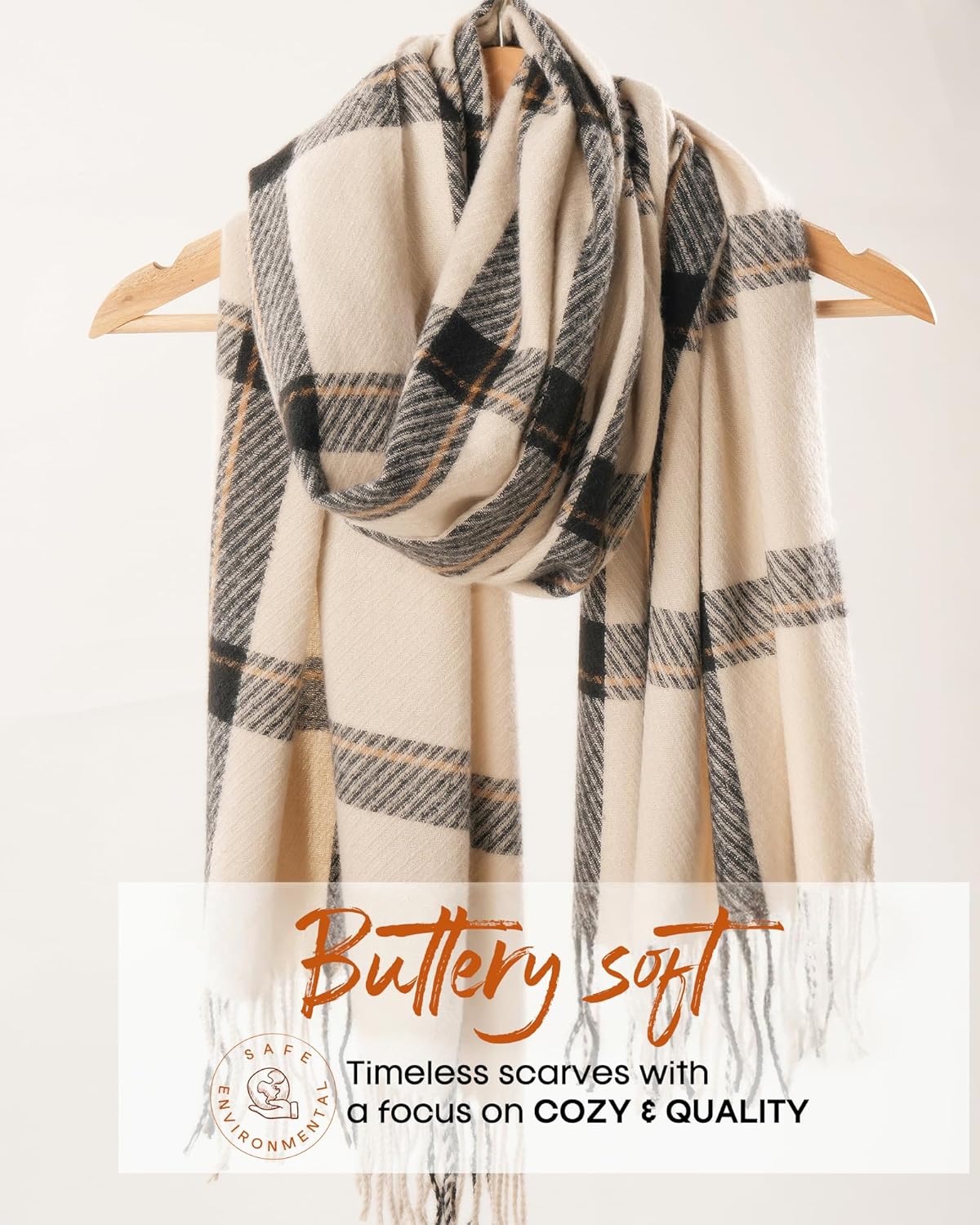 FURTALK Winter Scarf for Women Shawl Soft Tassel Plaid Large Oversized Scarves Wraps - Image 4