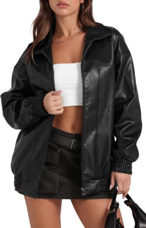 Sampeel Leather Jacket Women Faux O...