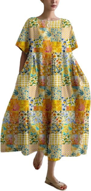 MARSVOVO Patchwork Flowy Dresses fo...