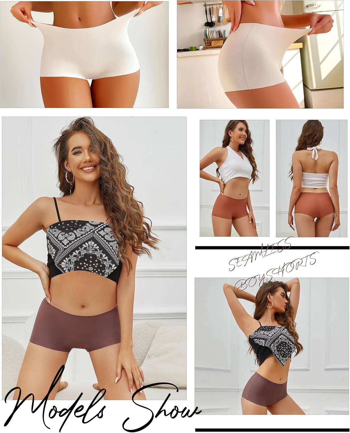 CUTE BYTE Womens Seamless Boy Shorts Underwear Soft Stretch No Show Boxer Shorts Briefs Panties for Ladies 4 Packs - Image 5