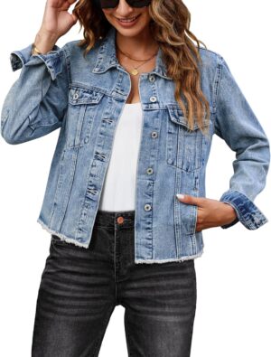 luvamia Denim Jacket for Women Dist...