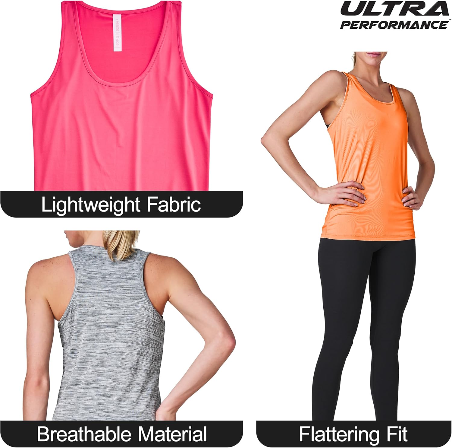 Ultra Performance Womens Athletic Workout Tank Tops 4 Pack Women's Running Shirts Casual Loose fit Gym Tanks for Women - Image 4