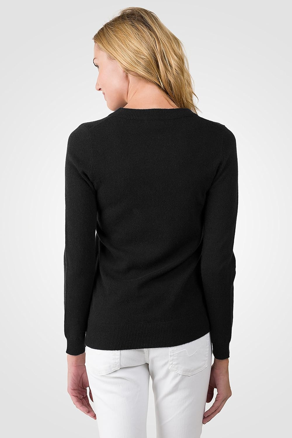 JENNIE LIU Women's 100% Pure Cashmere Crew Neck Sweater, Tight Knit Cozy Soft Hand Washable Long Sleeve Pullover - Image 3