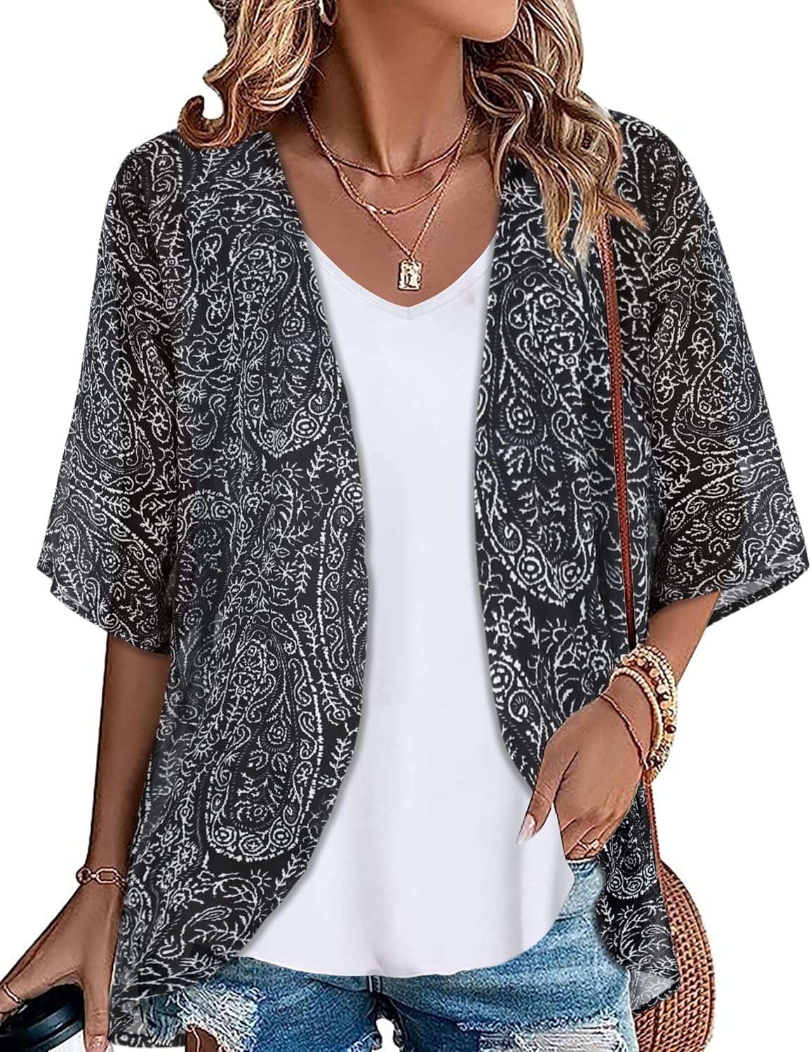 Womens Kimono Beach Cover Up Chiffon Cardigan Floral Summer Tops Loose Capes 2026