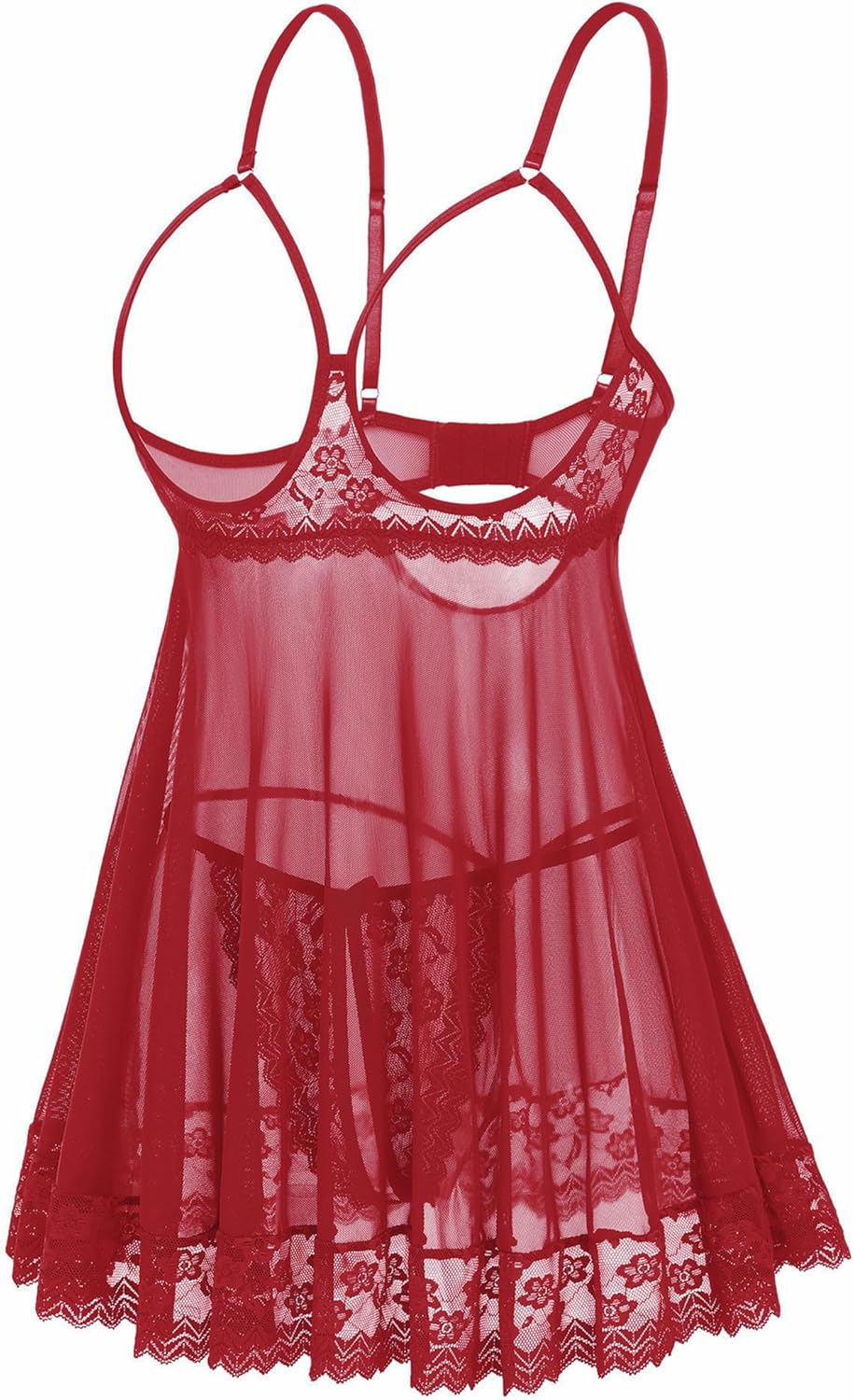 Avidlove Sexy Lace Babydoll Dress Lingerie for Women Sheer Mesh Chemise Sleepwear Exotic Boudoir Outfits - Image 2