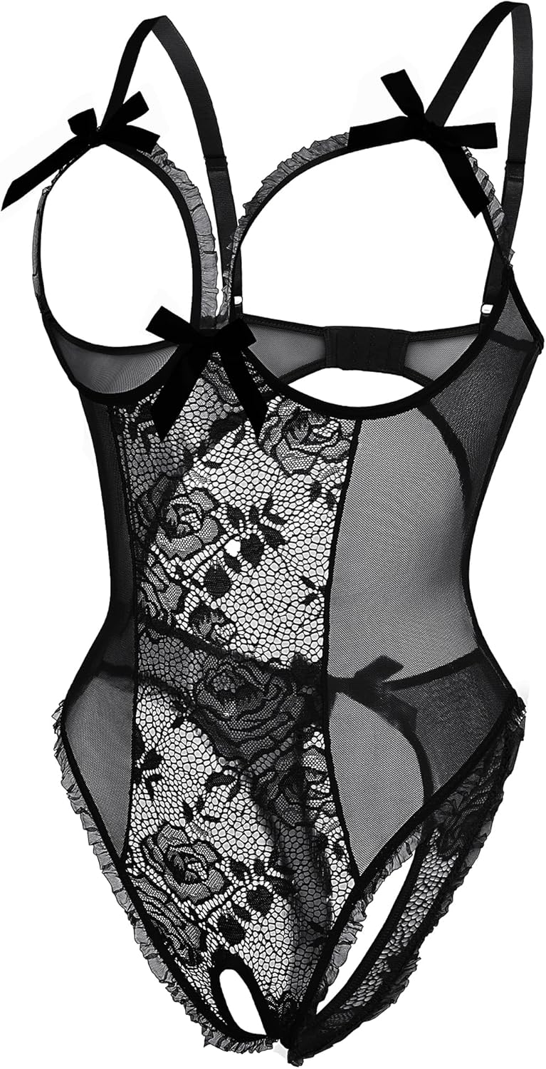Avidlove Women One Piece Lingerie Sexy Lace Babydoll Mini Bodysuit - Image 2