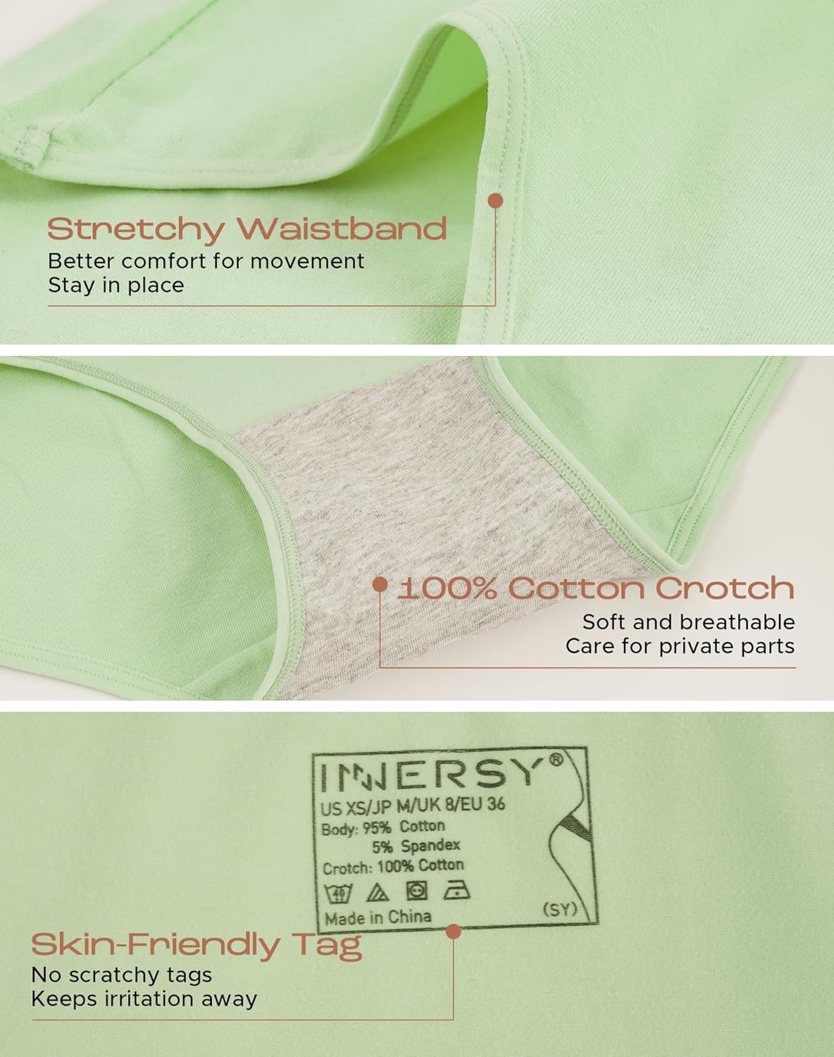 INNERSY Womens Underwear Cotton Hipster Panties Regular & Plus Size 6-Pack - Image 5