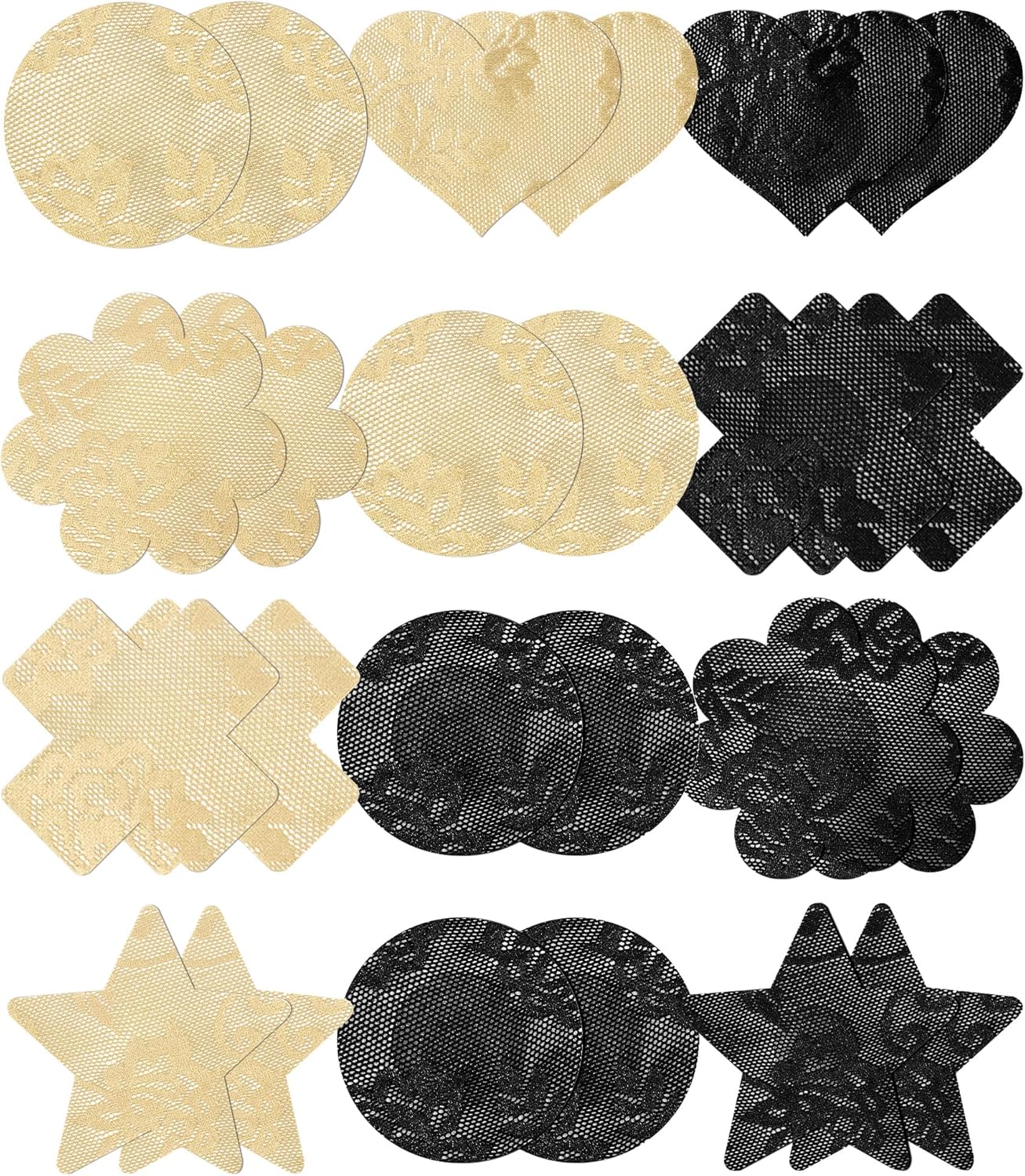 Pasties Rave Pack Nipple Covers Stickers for Women Disposable Sticky Breast Petals - 12 Pairs