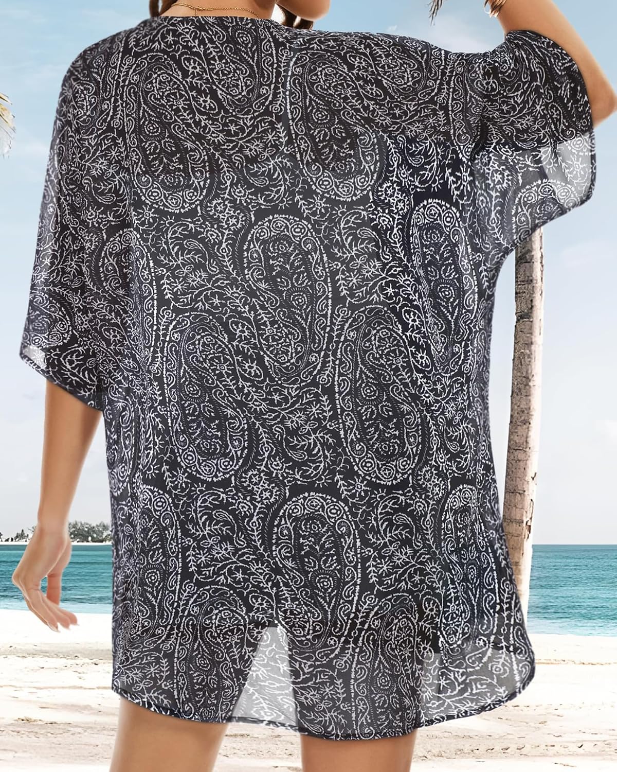 Womens Kimono Beach Cover Up Chiffon Cardigan Floral Summer Tops Loose Capes 2026 - Image 5