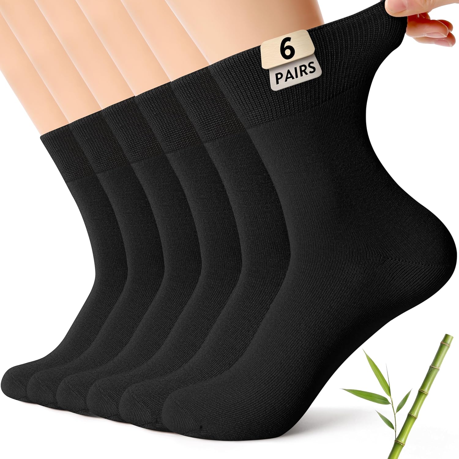 CS CELERSPORT Womens Soft Bamboo Rayon Crew Socks, Thin Breathable Trouser Dress Casual Ankle Socks 6 Pairs