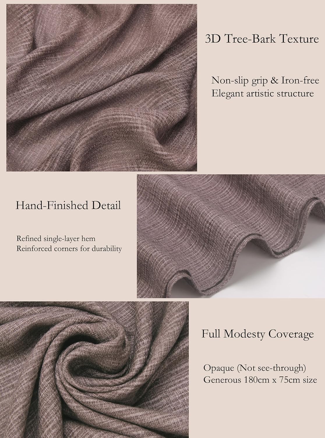 Lightweight Cotton Linen Feel Scarf Shawl Wrap Hijab for Women, Travel Fall Winter Gift - Image 3