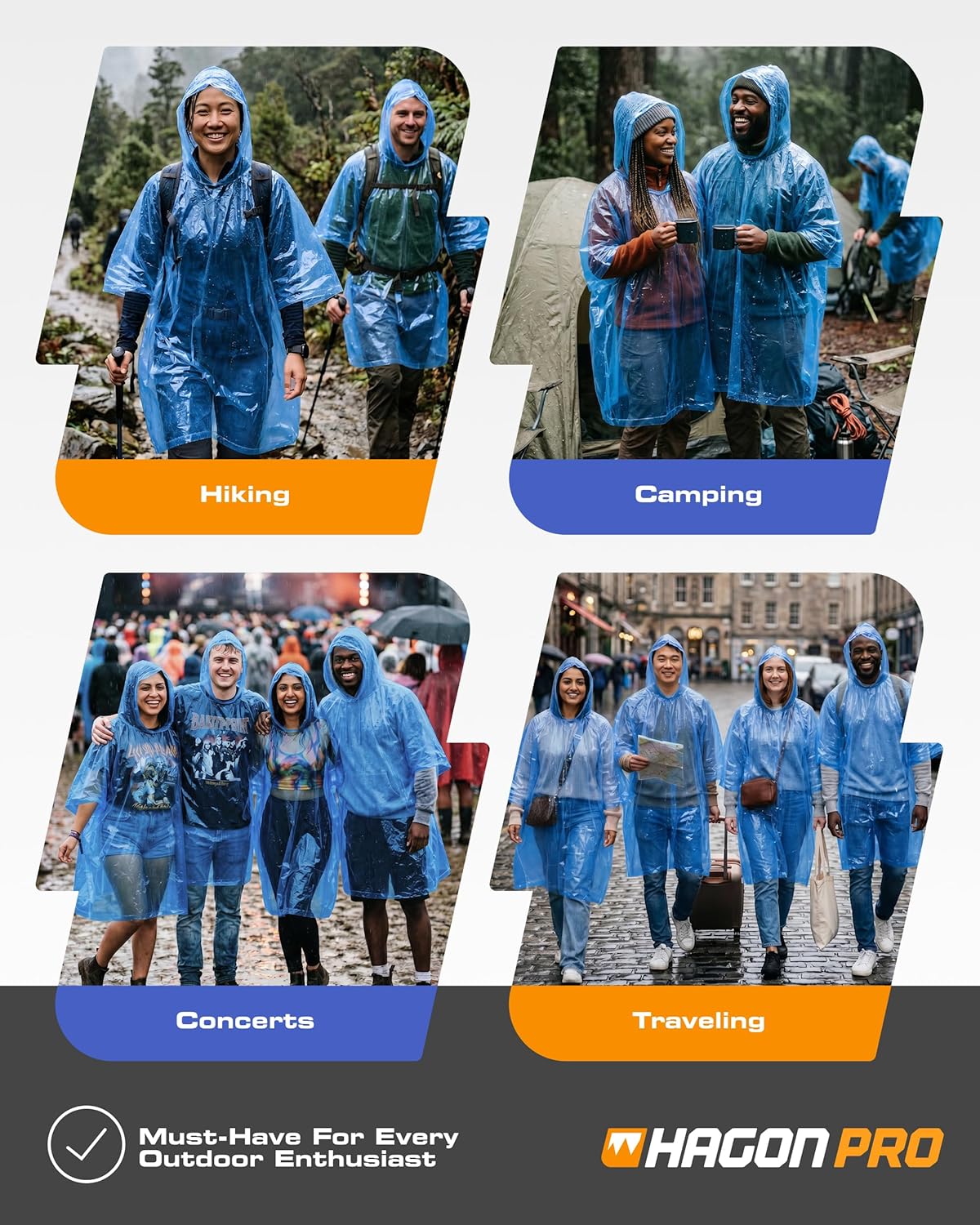 Hagon PRO Disposable Rain Ponchos for Adults (5 Pack) - Image 6