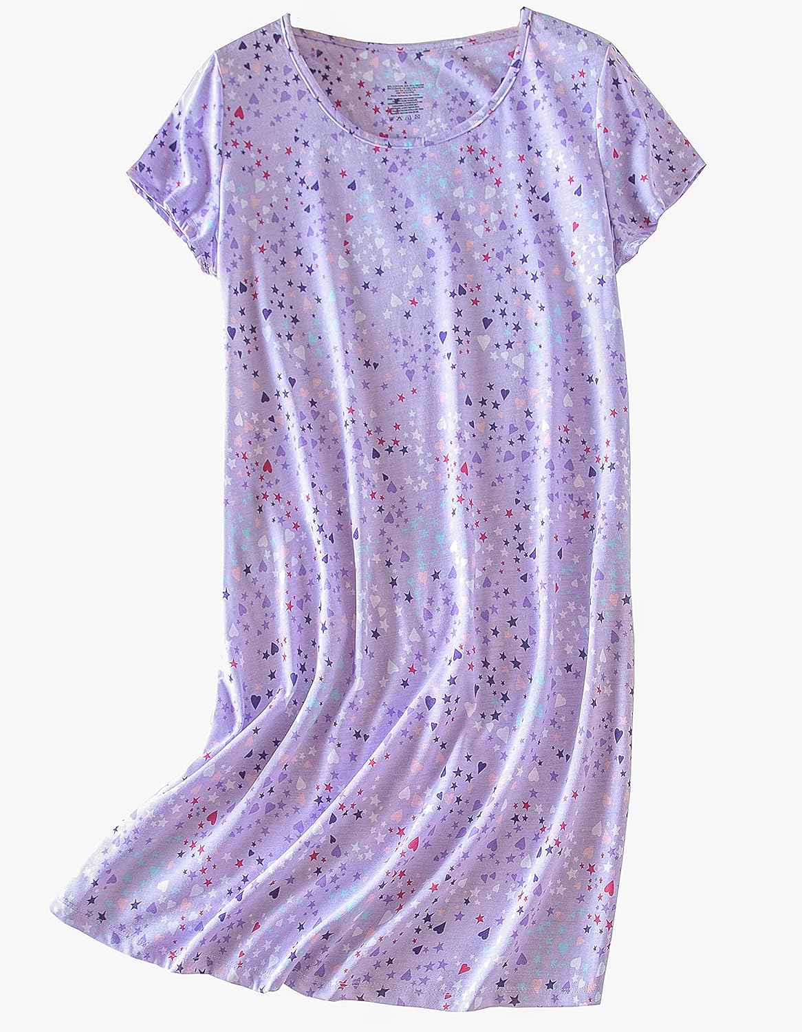 PNAEONG 3 Pack Women's Cotton Nightgown Sleepwear Short Sleeves Shirt Casual Print Sleepdress - Image 3
