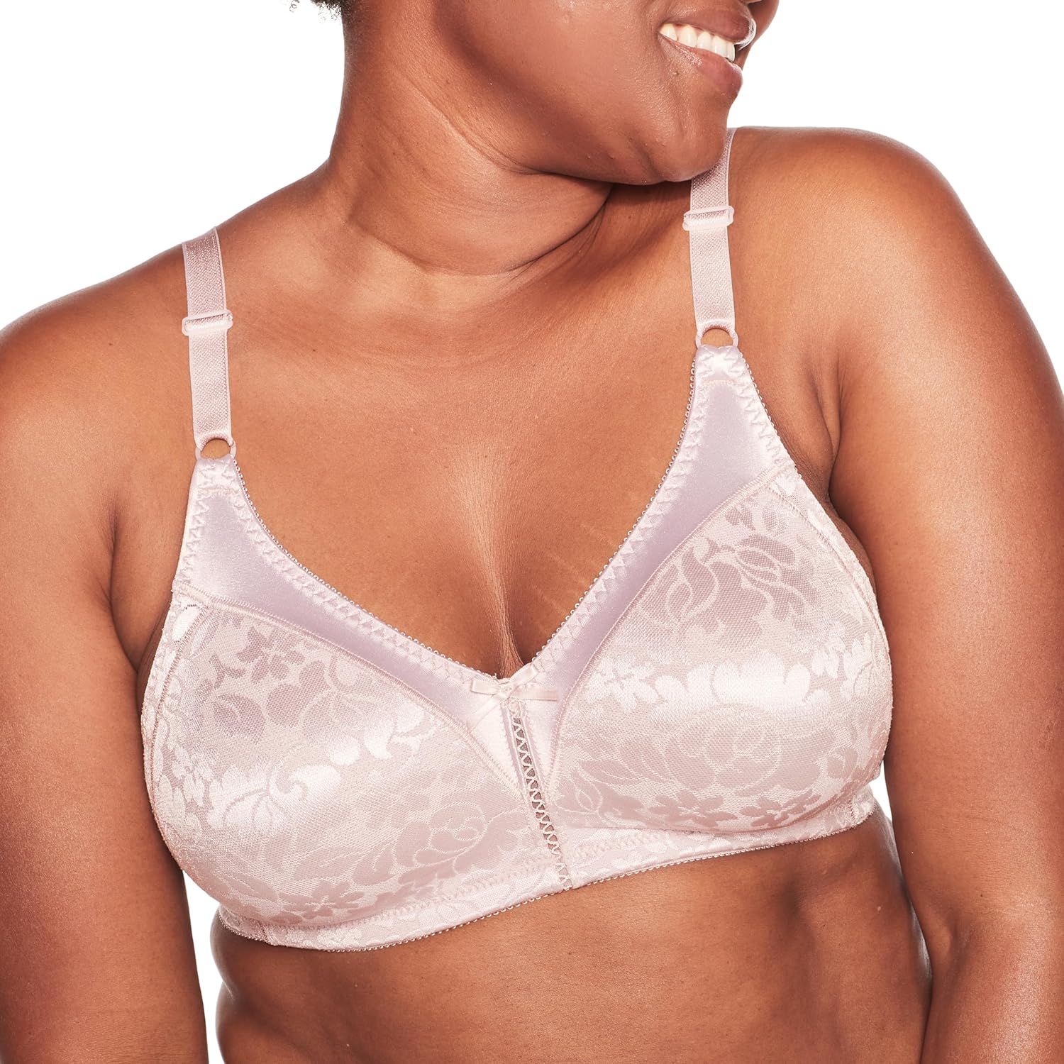 Bali Women's Wireless Lace Bra, Double Support Lace Bras for Women, Stay-in-Place Straps, Full Coverage, Comfortable
