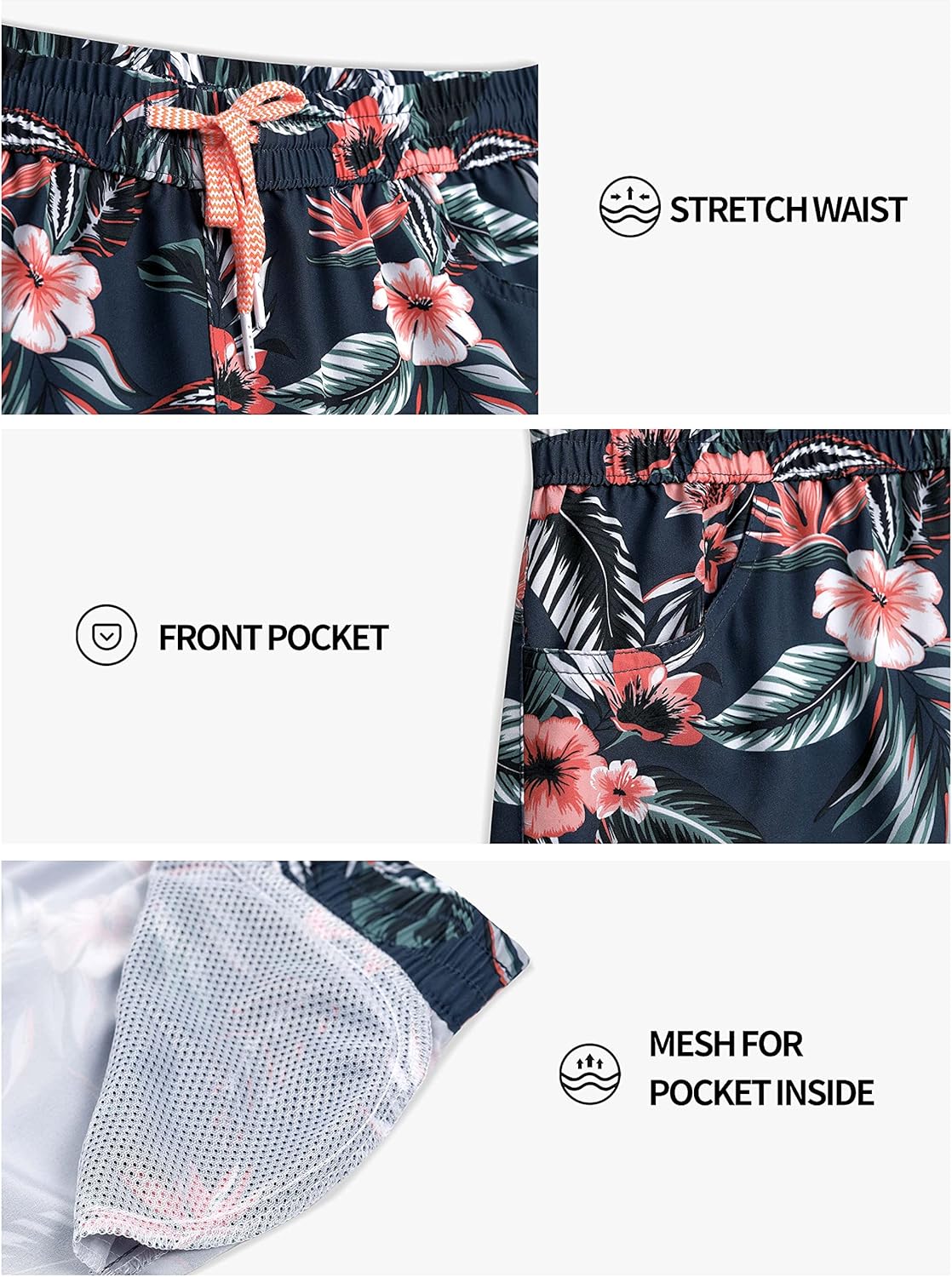 Womens Swim Shorts UPF50+ Board Shorts Quick Dry Beach Shorts Drawstring Sports Summer Bottom - Image 6