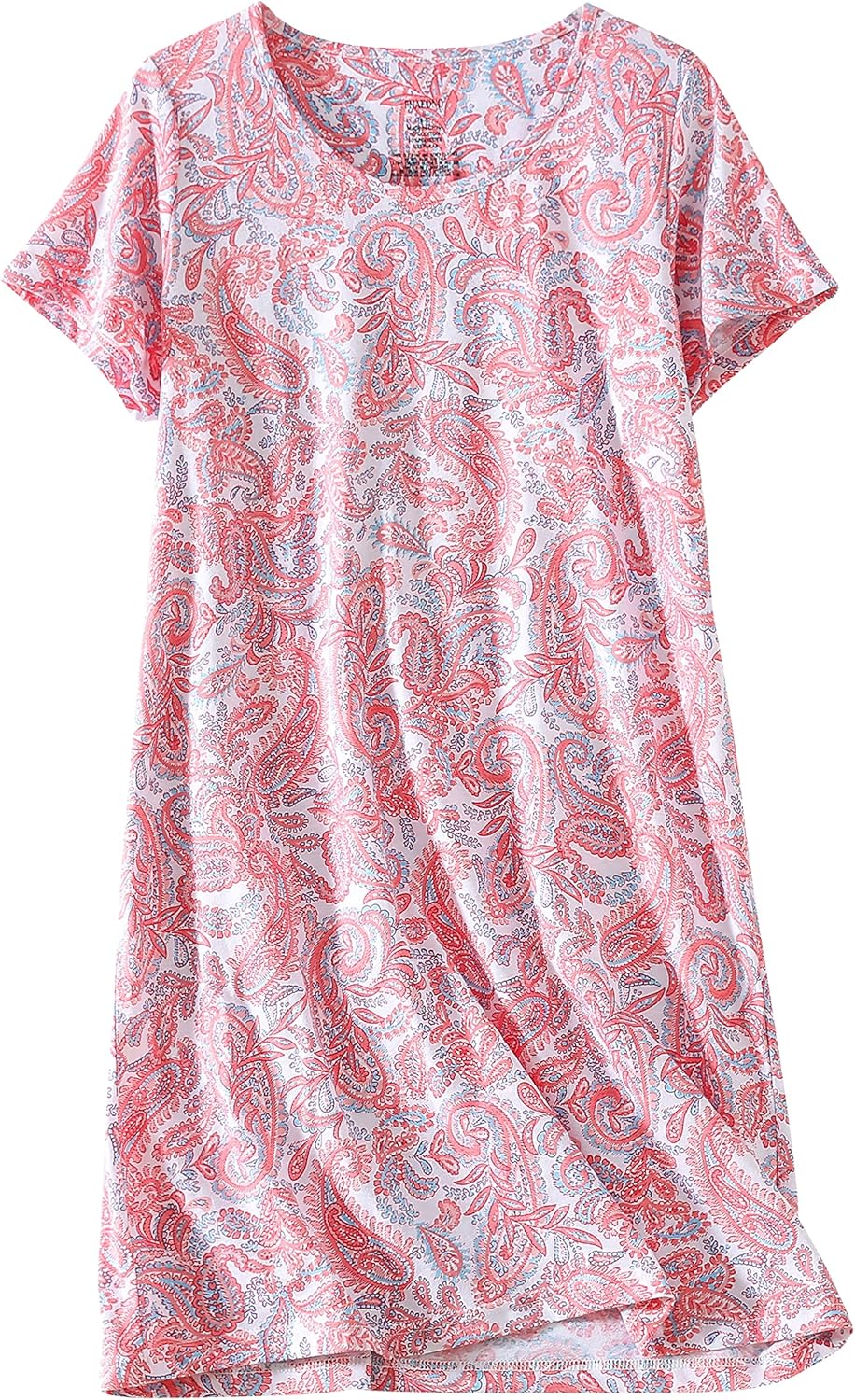 PNAEONG 3 Pack Women's Cotton Nightgown Sleepwear Short Sleeves Shirt Casual Print Sleepdress - Image 2