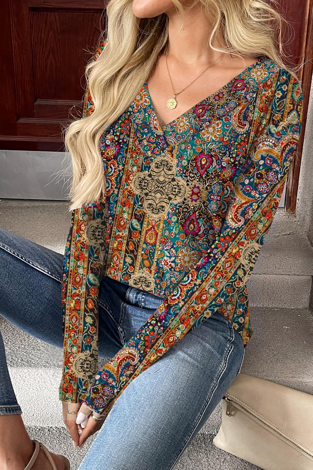 Zeagoo Women Long Sleeve Tops Dressy Casual V Neck Tshirts Basics Tee 2025 Fall Trendy Clothes S-2XL - Image 2