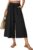 Anyhold Womens Capri Pants Wide Leg Gaucho Pant Dressy Casual Culottes Elastic Waist with Pockets