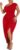 Floerns Women’s Plus Size Asymmetrical Neck Long Dress Ruched Slit Hem Cocktail Dress