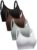 SATINIOR 4 Pack Women’s Sports Bra, Padded Ribbed Cami Bra Seamless Bralette Wireless No Underwire Workout Tank Top